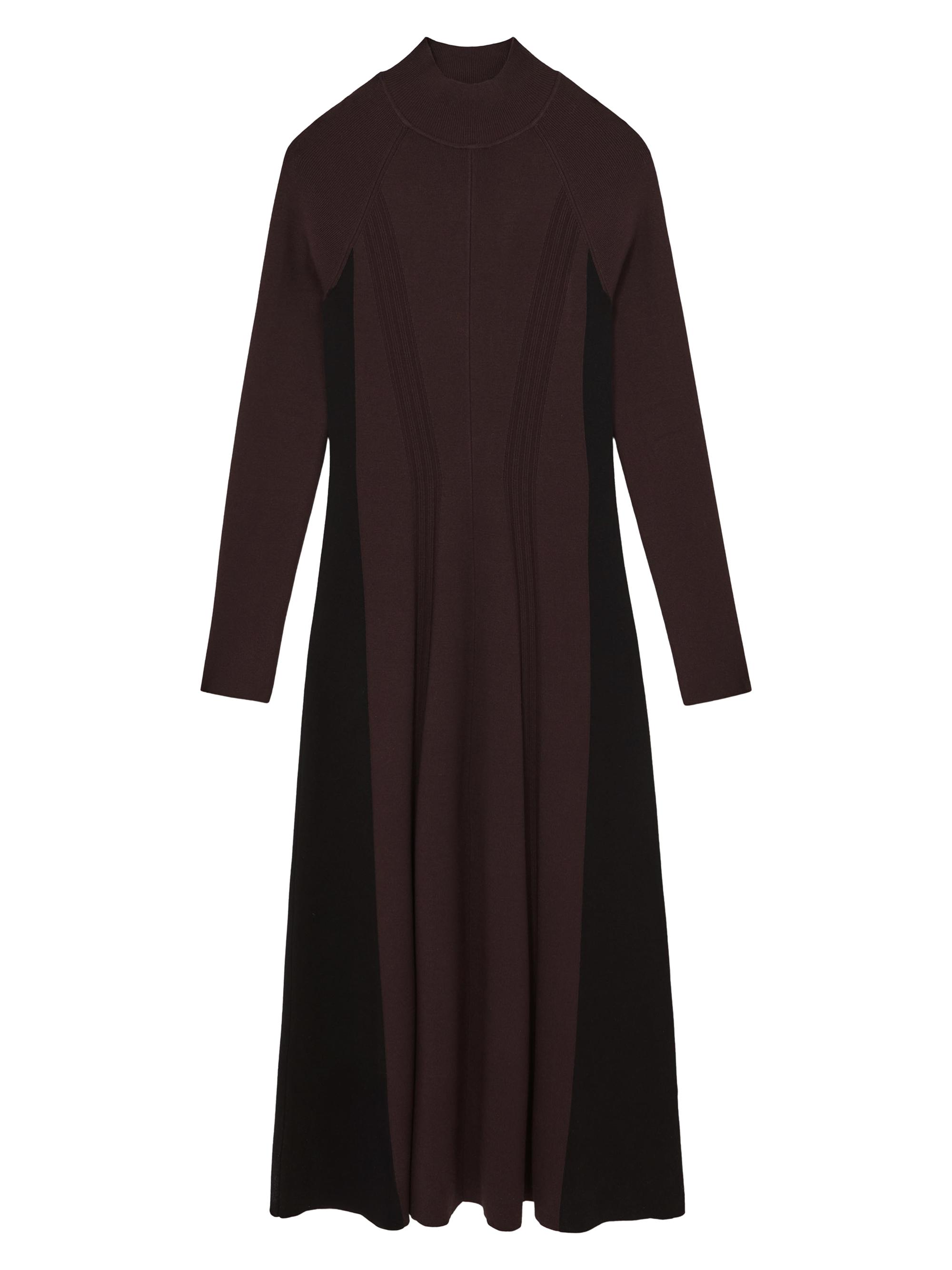 Reiss Women's Zaya Contrast-Panel Midi-Sweaterdress - Plum Black