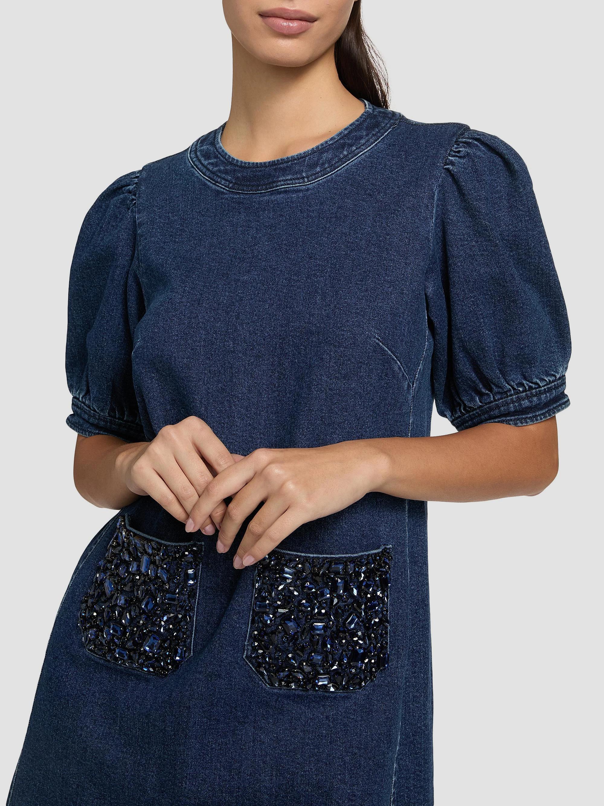Cinq à Sept Monique Rhinestone-Embellished Denim Minidress | Saks