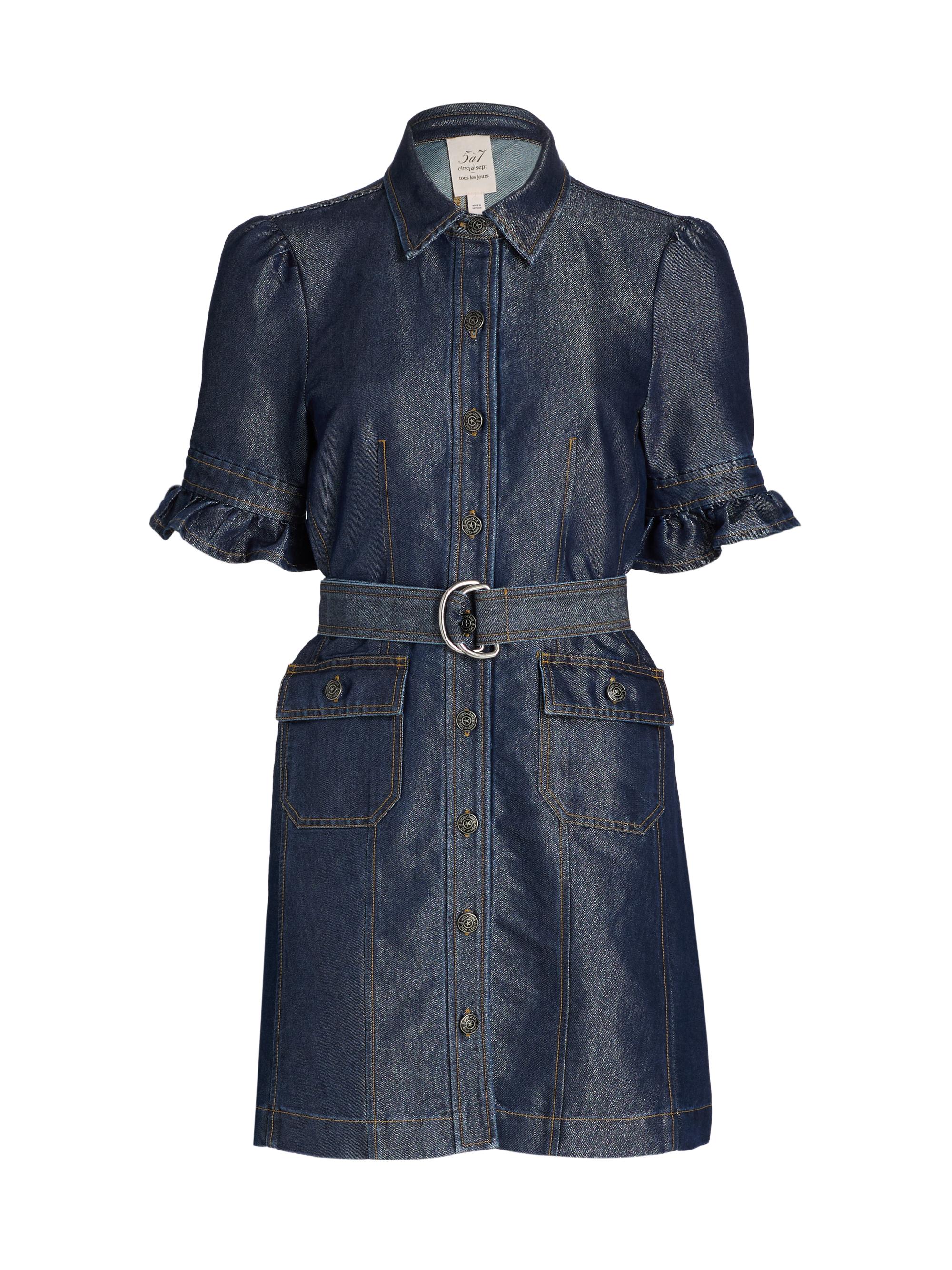 Cinq à Sept Women's Nolita Shimmer Denim Belted Minidress - Minuit