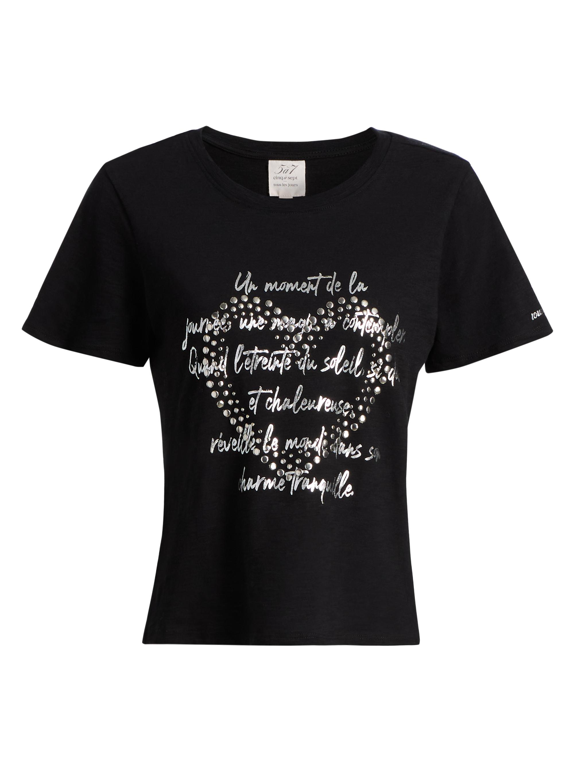 Cinq à Sept Women's Studded Love Letter Shrunken T-Shirt - Black