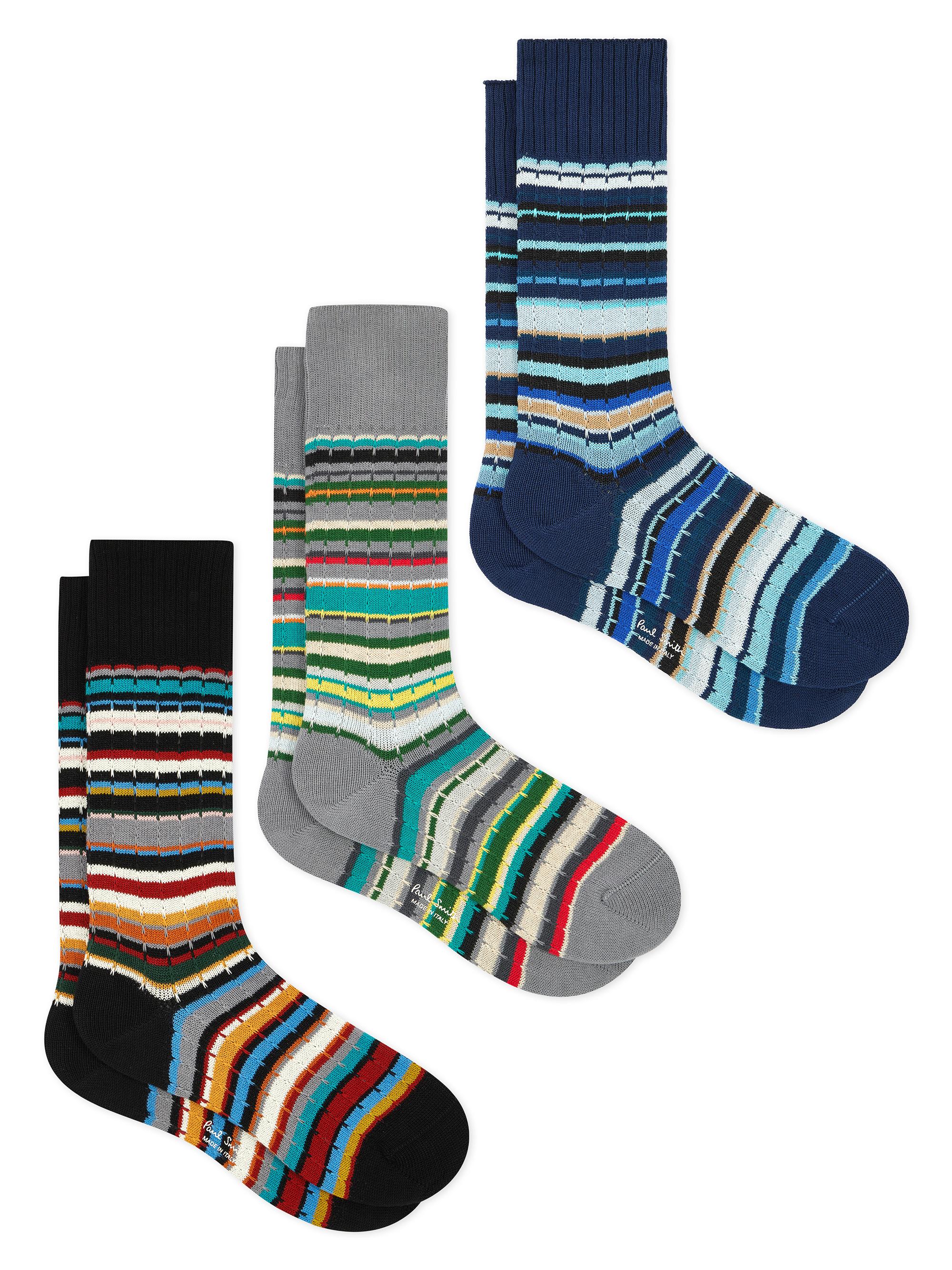 Paul Smith Men's 3-Pack Cable Signature Socks