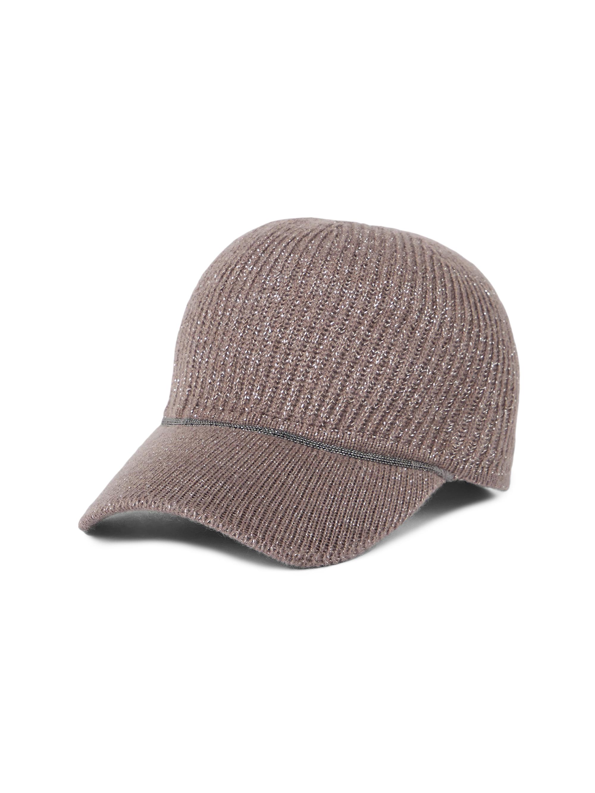 Brunello Cucinelli Women's Sparkling Cashmere English Rib Knit Baseball Cap with Monili - Coffee