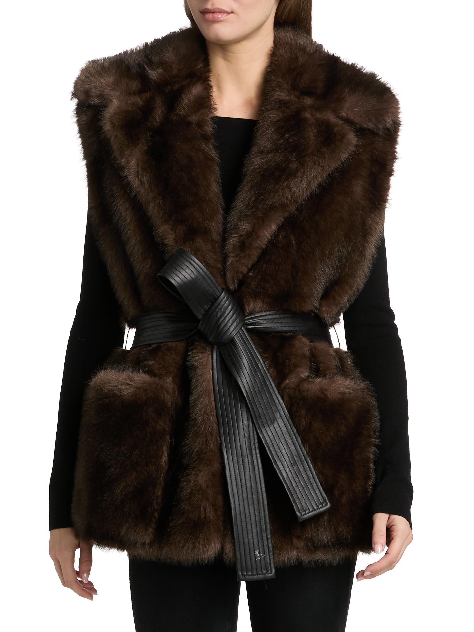 A.L.C. Devon Faux-Fur Tie-Waist Vest | Saks Fifth Avenue