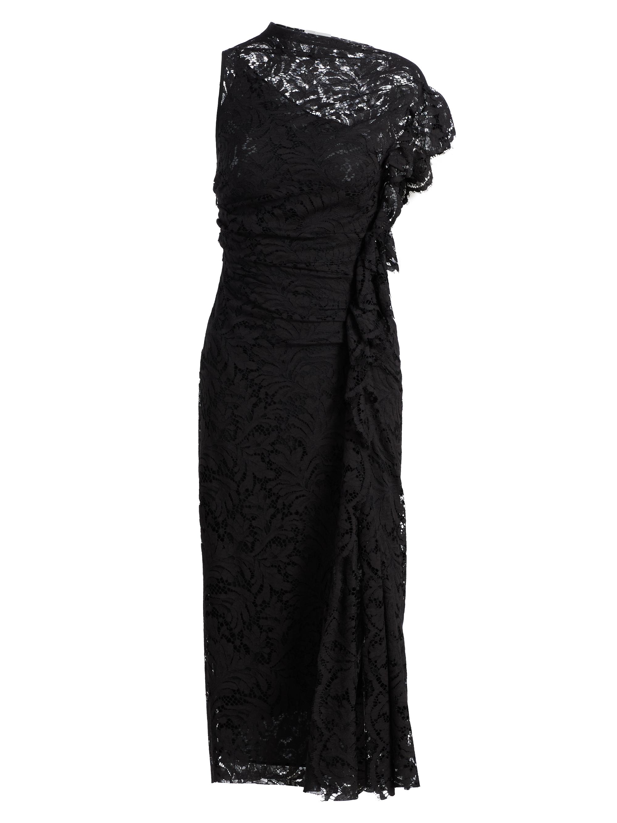 slim fit dress slacks Nicole Miller Black Shimmer Lace Fitted Dress main image 1