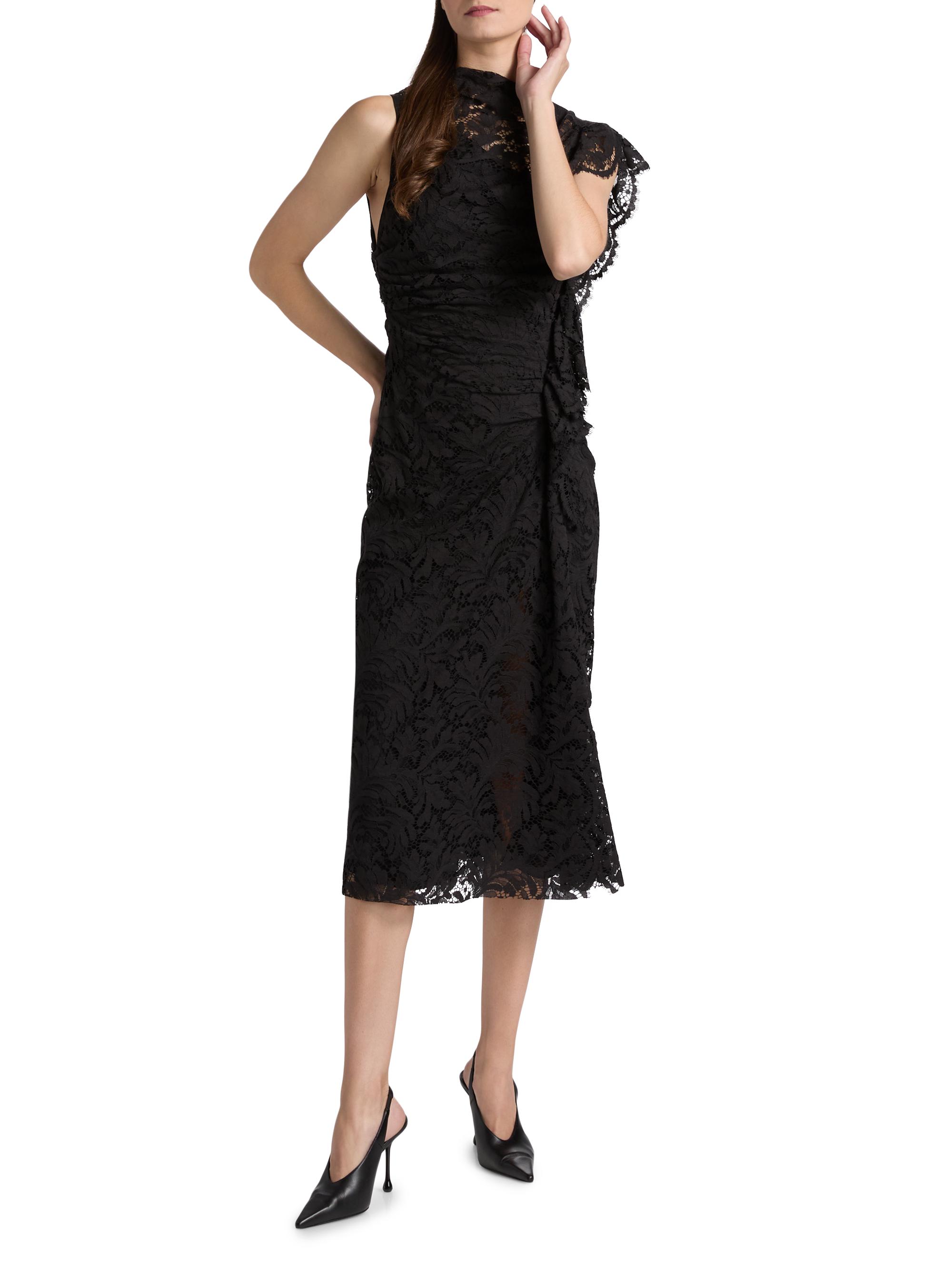 A.L.C. Women's Astrid Lace Midi Dress in Black, Size 00