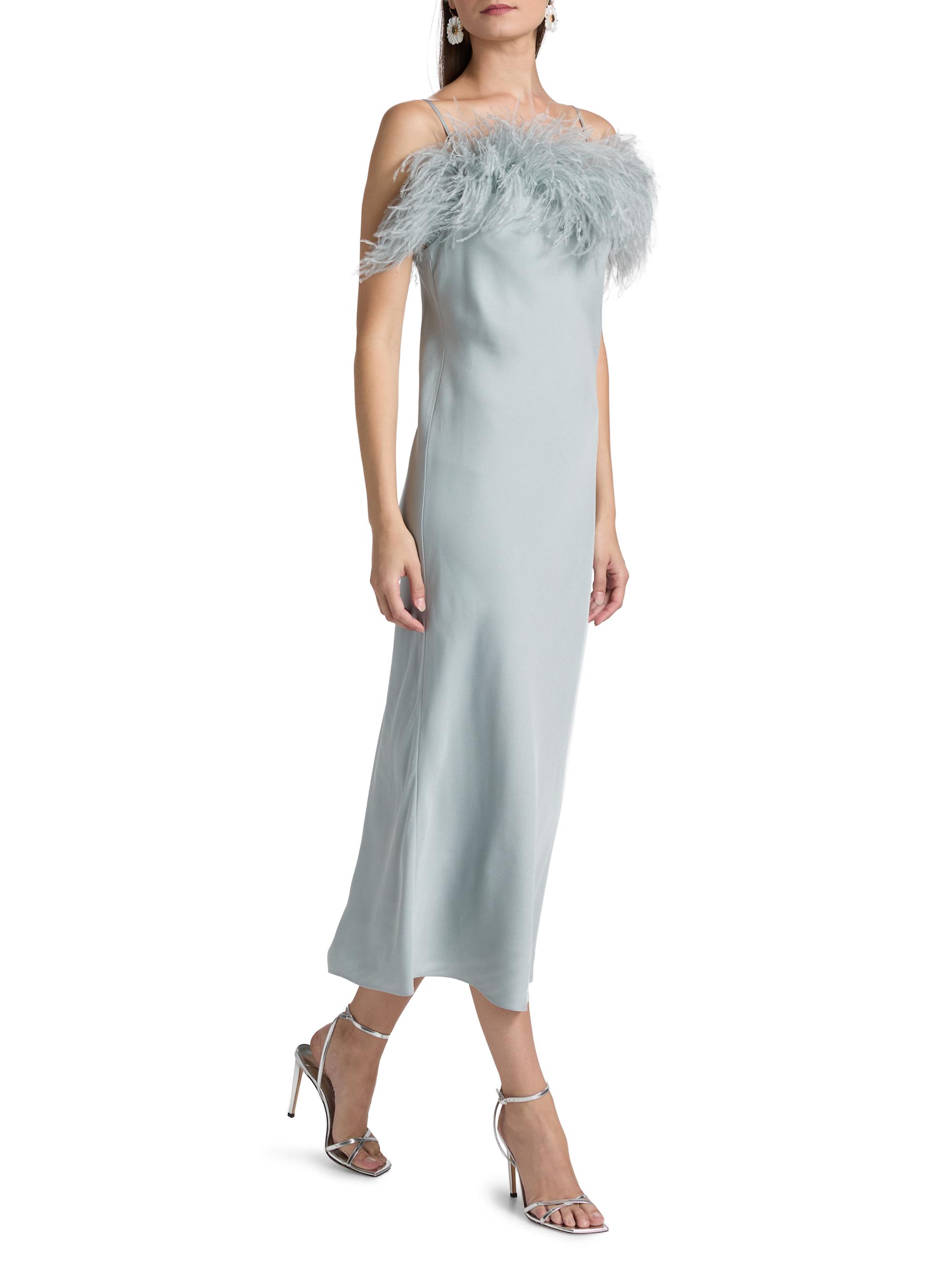 A.L.C. Women's Odette Feathered Crepe Midi-Dress - Slate Blue - Size 4
