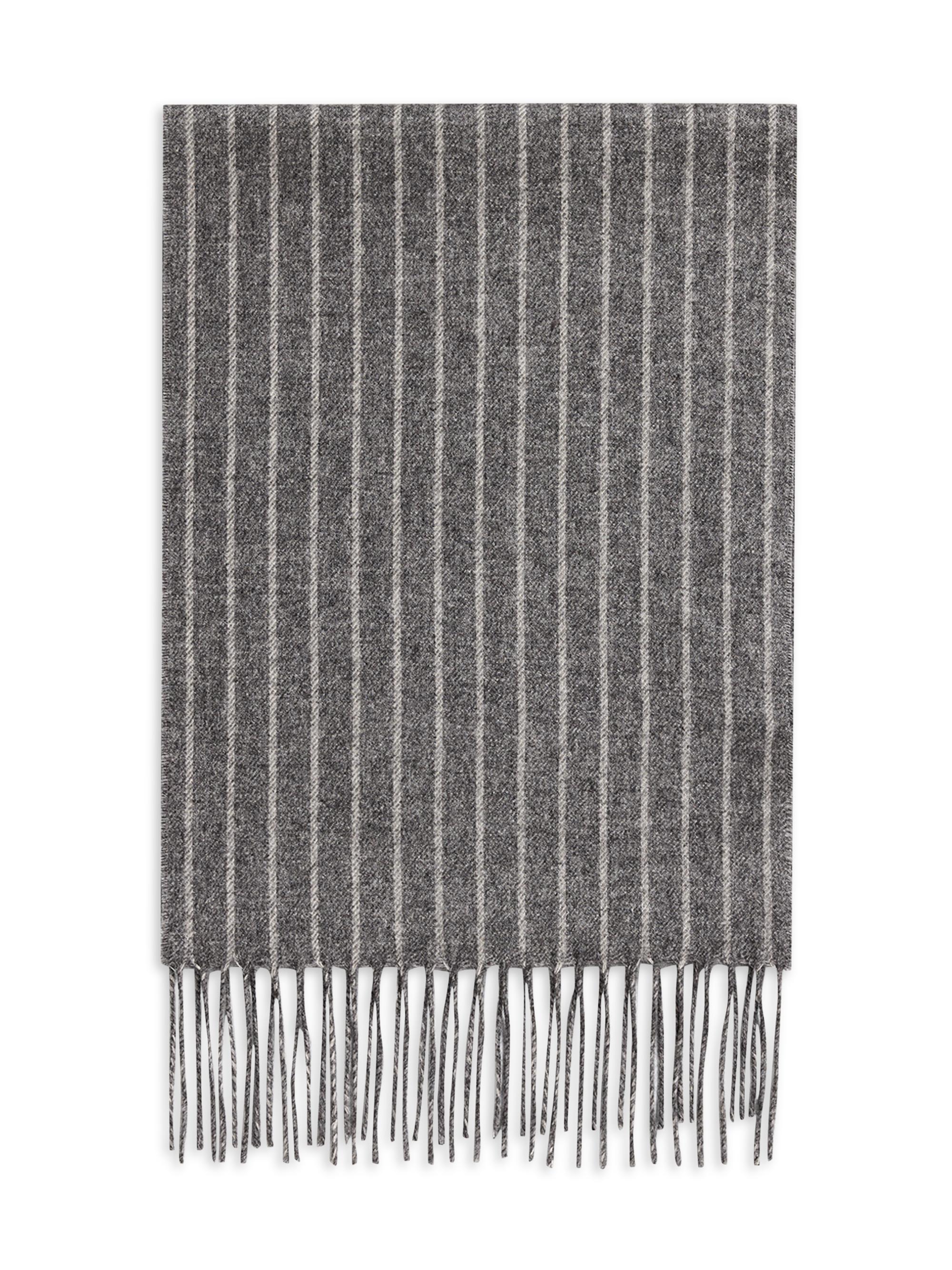 Piacenza 1733 Men's Lizard Cashmere-Silk Pinstriped Scarf - Grey