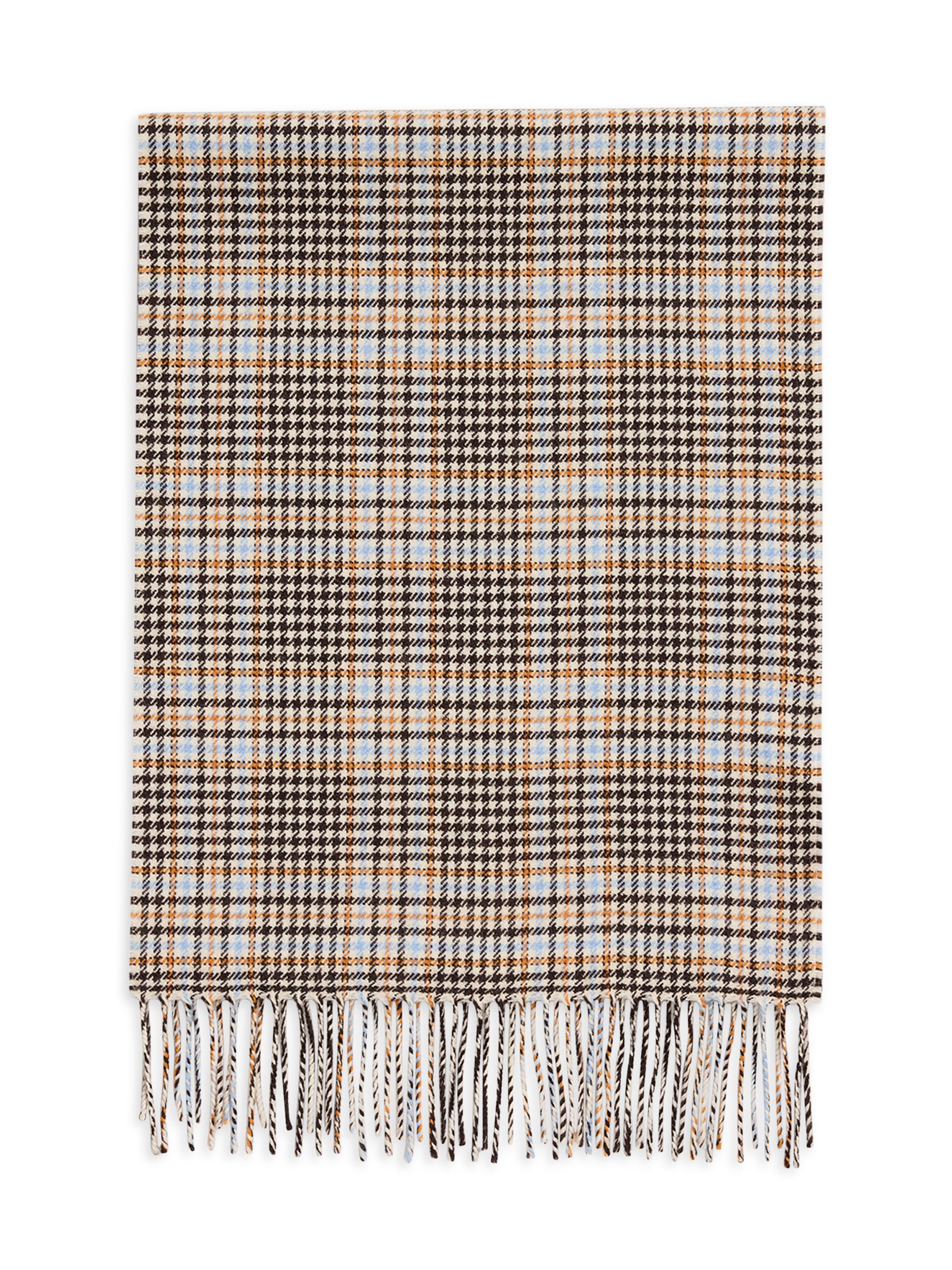 Piacenza 1733 Men's Castle Plaid Wool Scarf - Blue Orange