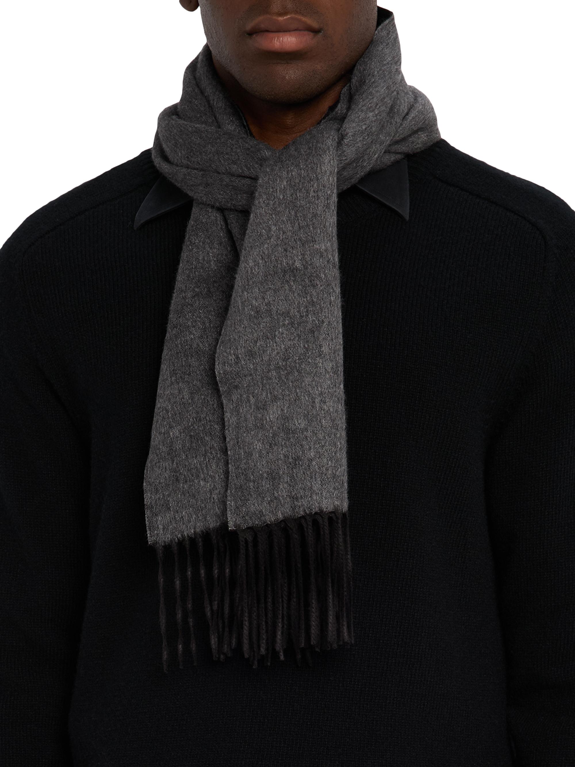 Piacenza 1733 Men's Mirror Reversible Cashmere-Silk Scarf - Black | Thumbnail 2