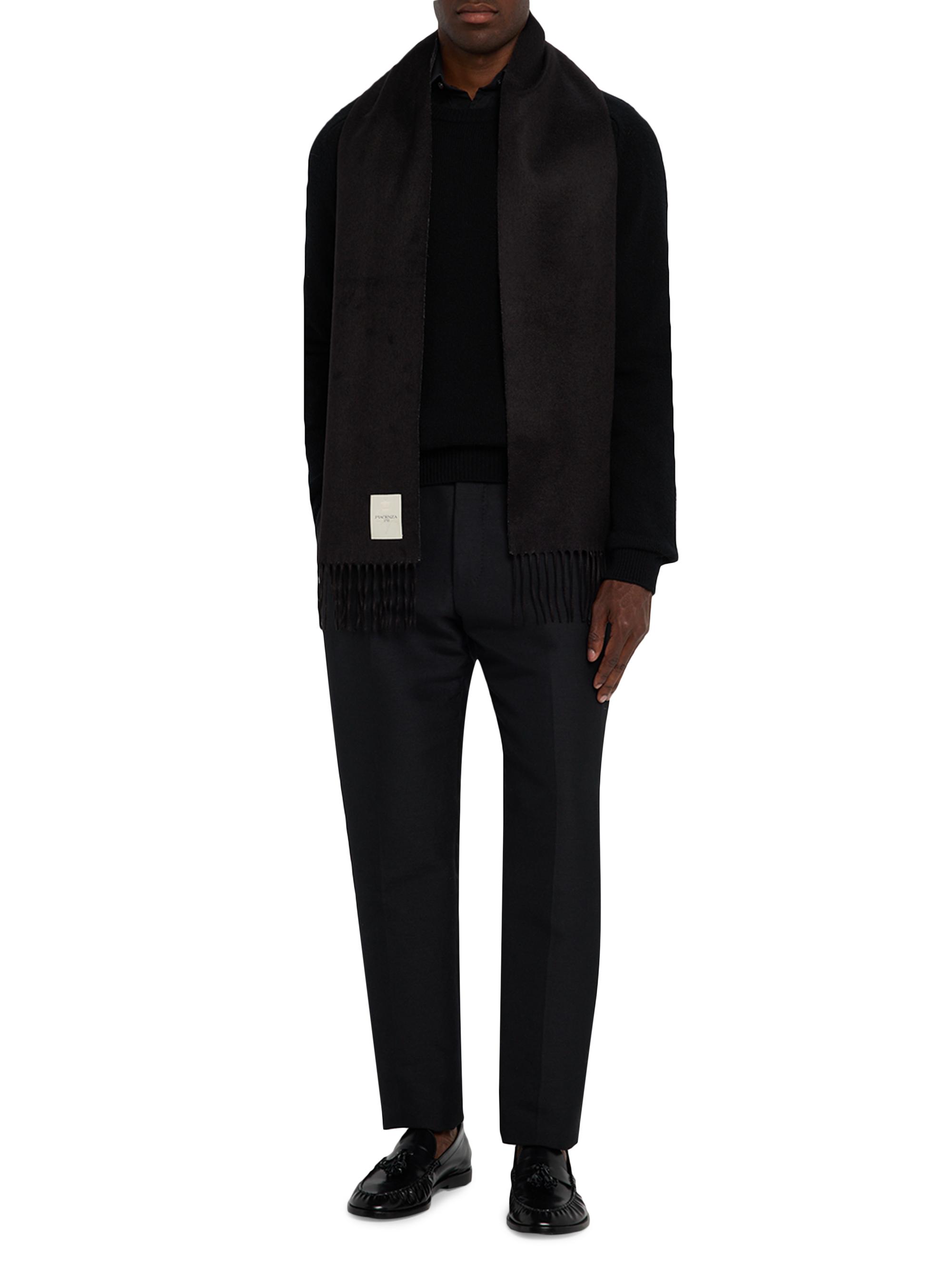Piacenza 1733 Men's Mirror Reversible Cashmere-Silk Scarf - Black | Thumbnail 4