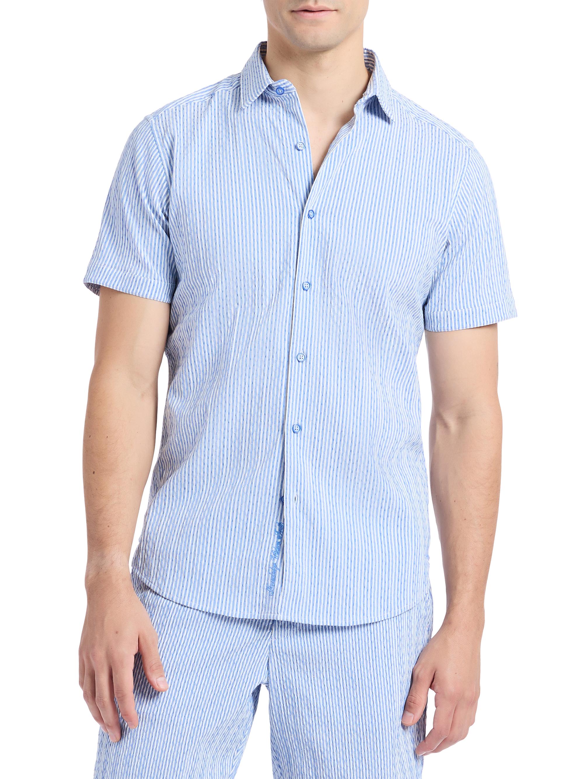 Robert Graham Men's Fornillo Striped Jacquard Shirt - Navy