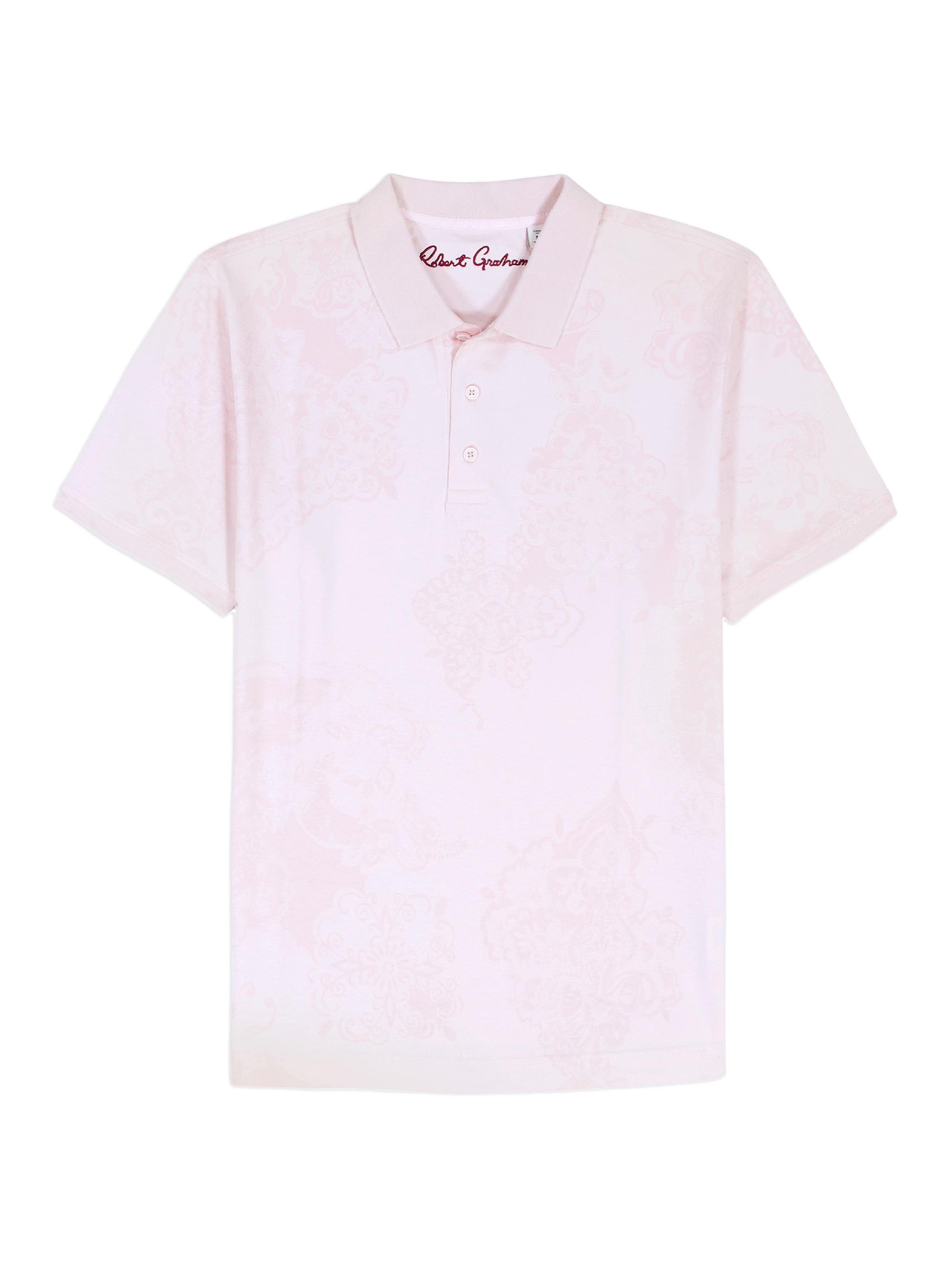 Robert Graham Men's Linford Knit Polo Shirt - Light Pink