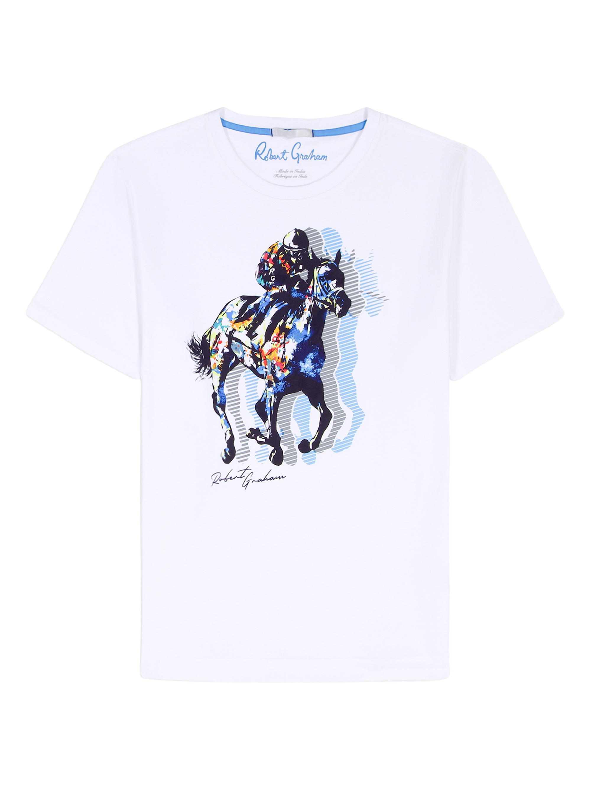 Robert Graham Men's Jockey Club Graphic Cotton T-Shirt - White