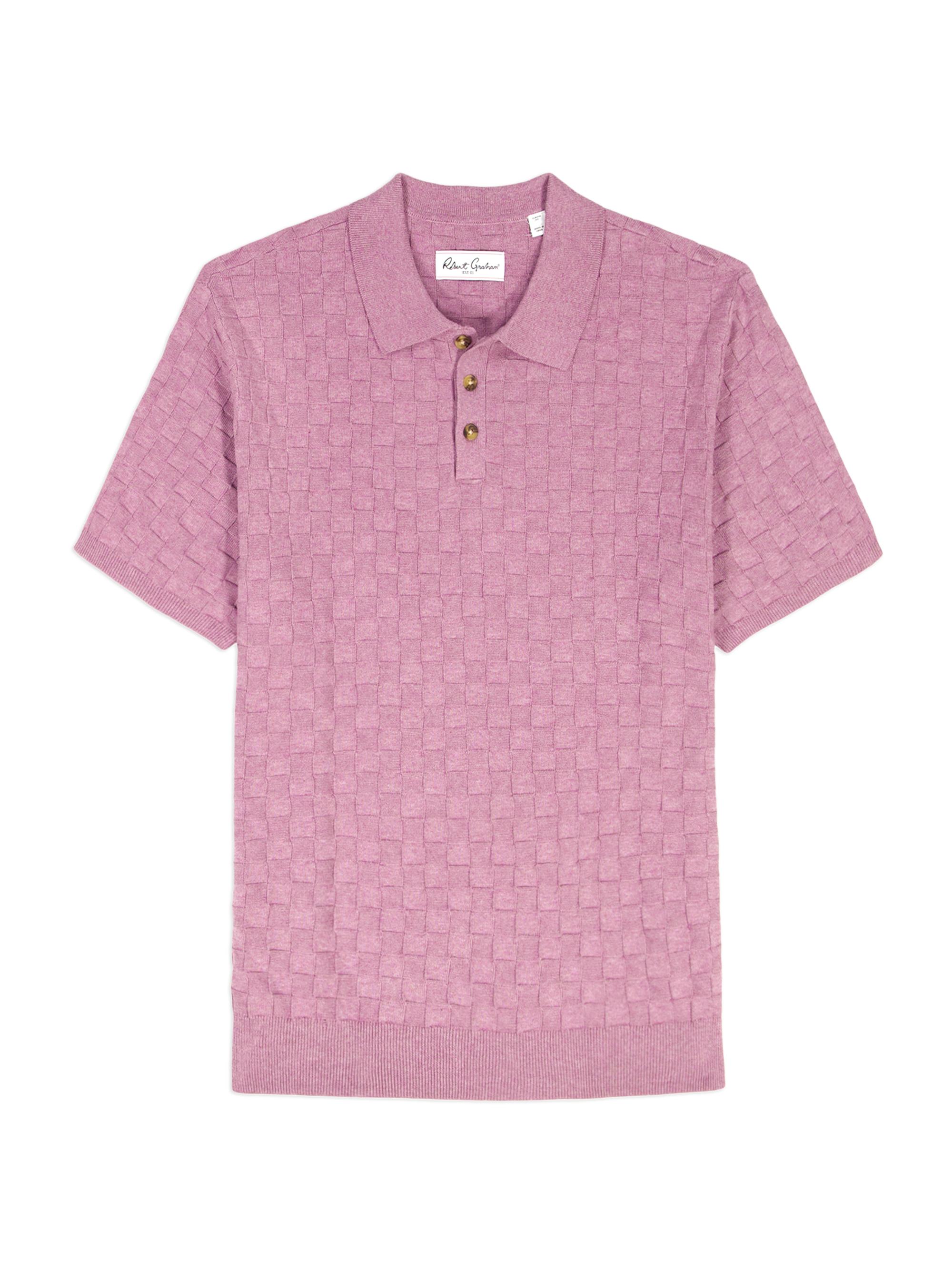 Robert Graham Men's Hampson Textured Cotton Short-Sleeve Polo Sweater - Light Pink