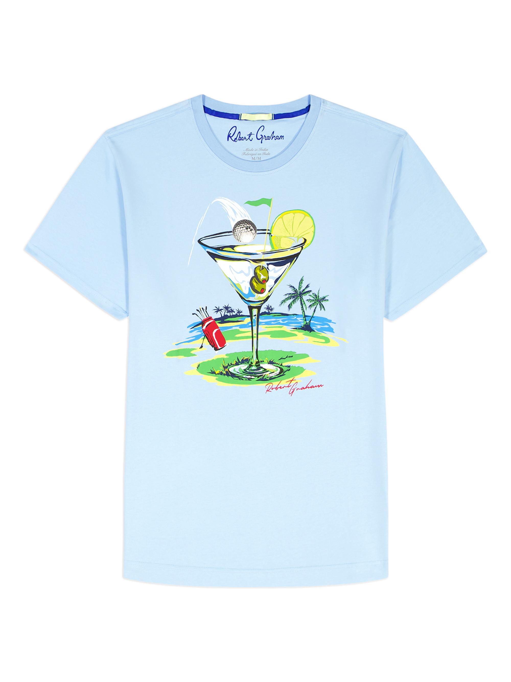 Robert Graham Men's Hole In Fun Graphic Cotton T-Shirt - Light Blue