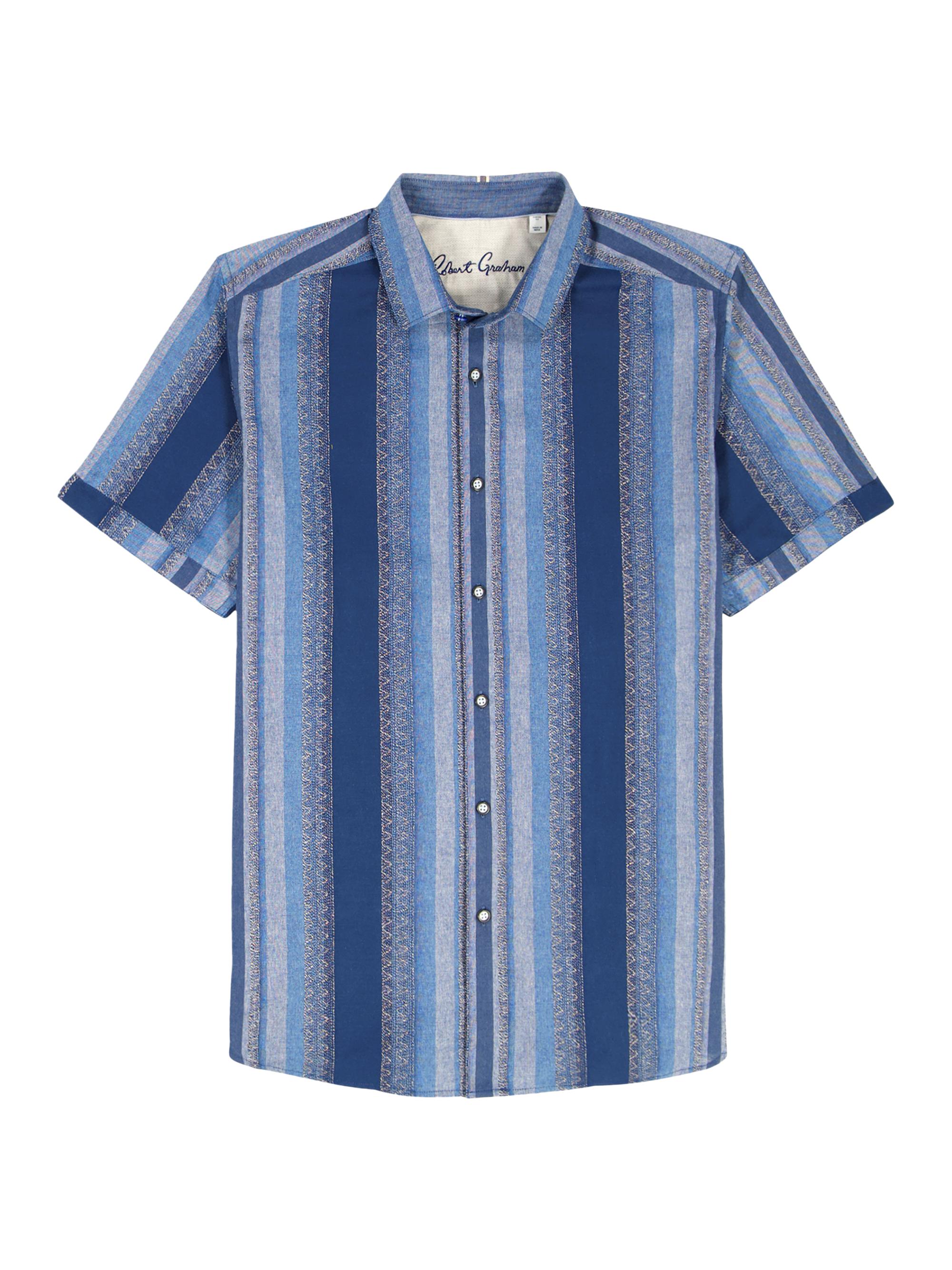 Robert Graham Men's Pembroke Striped Cotton Short-Sleeve Shirt - Indigo