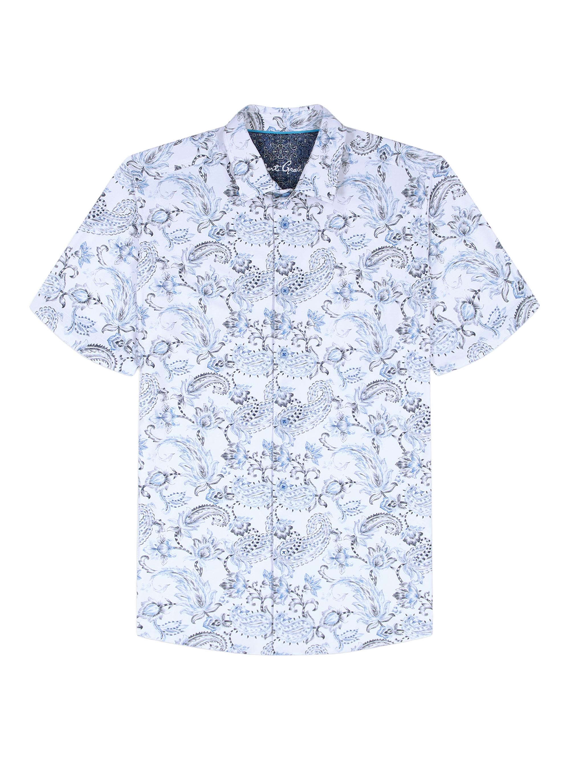 Robert Graham Men's Bascobel Floral Stretch Short-Sleeve Shirt - Light Blue