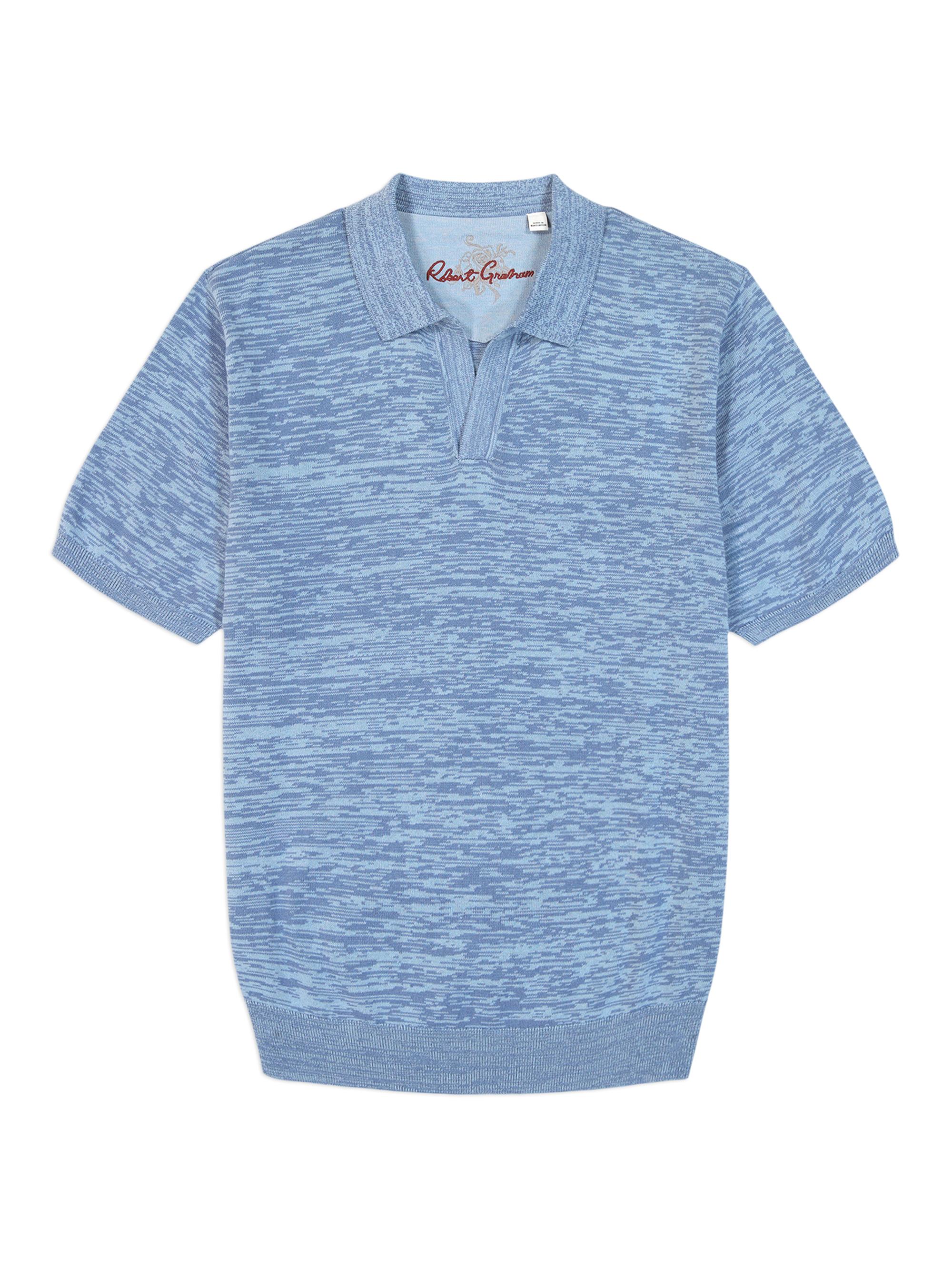 Robert Graham Men's Raydon Cotton-Blend Short-Sleeve Sweater - Light Blue