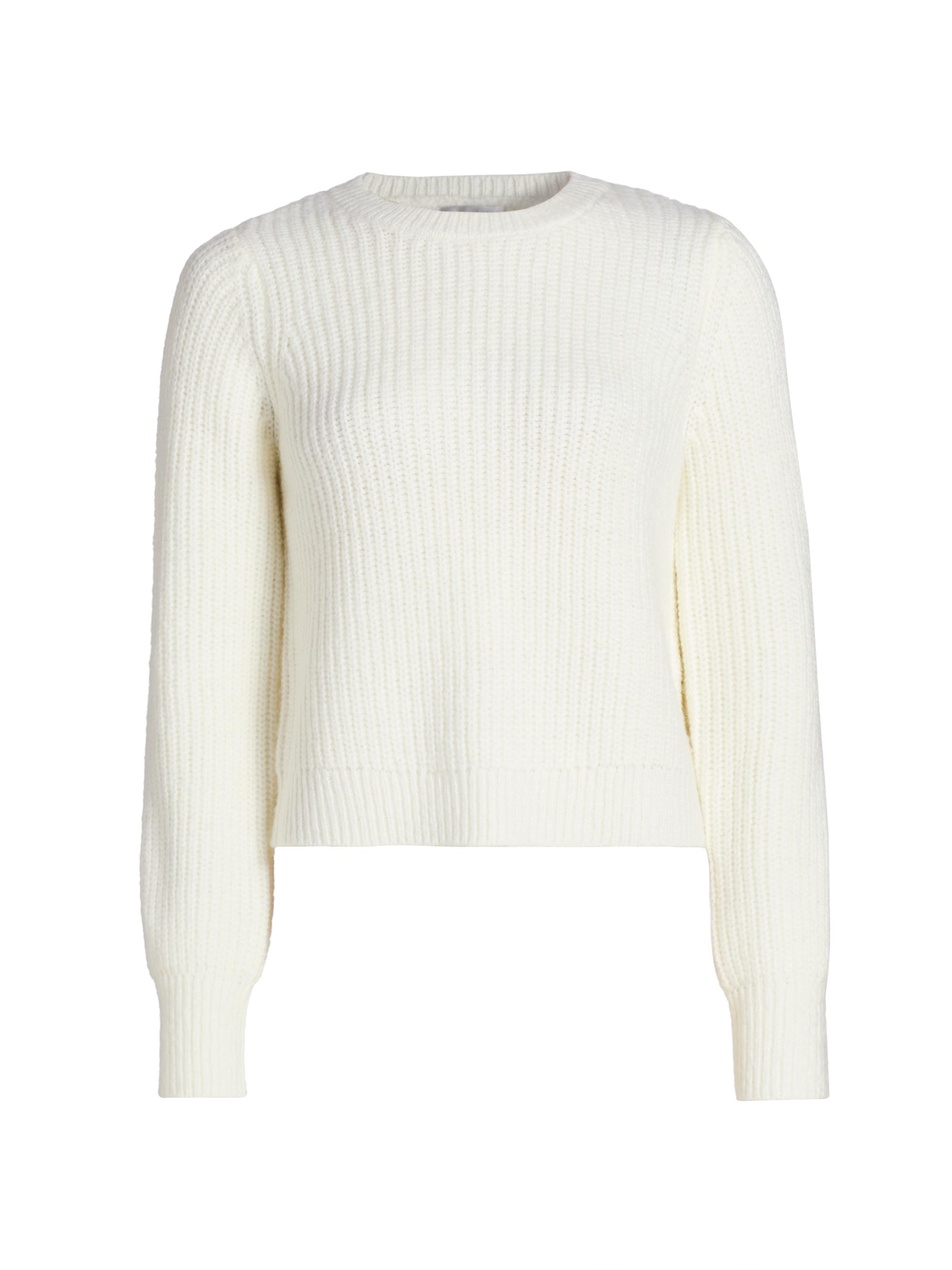 Design History Women's Rib-Knit Velvet Bow Sweater - Winter White Combo