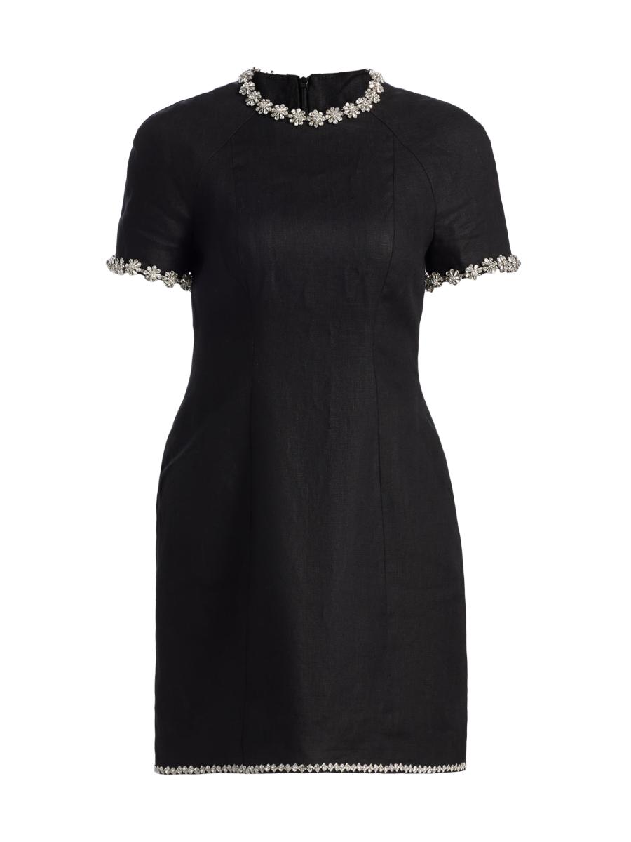 Zimmermann Women's Story Embellished Linen Minidress In Black
