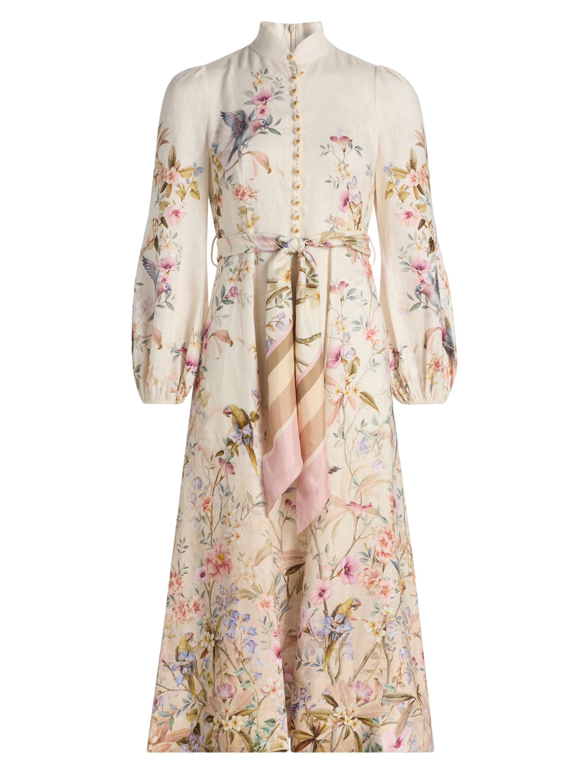 Zimmermann Halliday Floral Scallop Midi-Dress | Saks Fifth Avenue