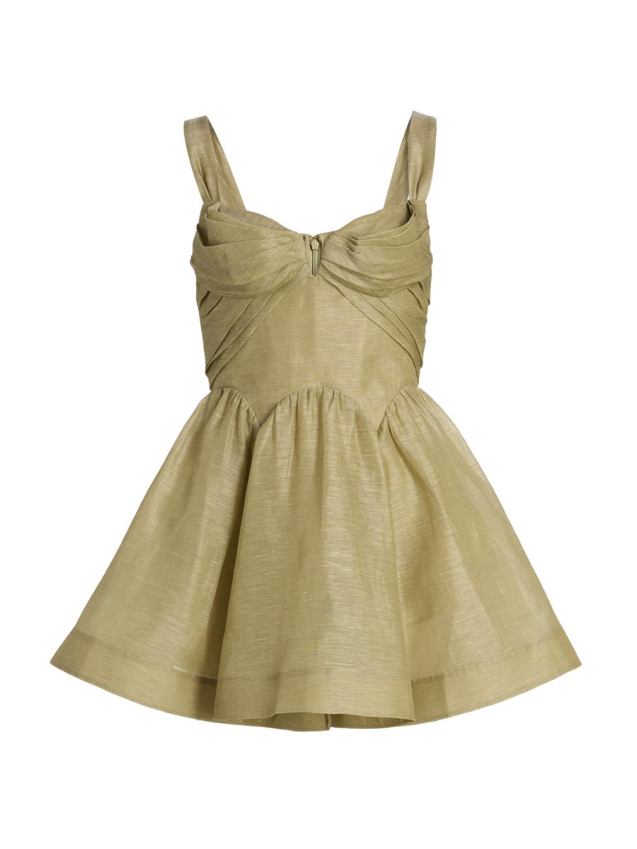 Zimmermann Women's Rebellion Drape Linen-silk Faille Minidress In Brown