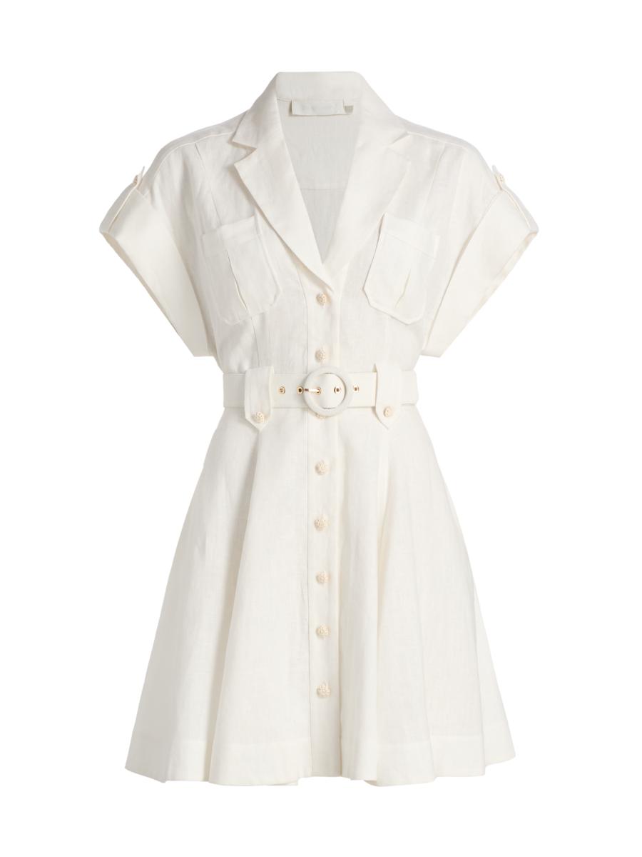 Zimmermann Women's Awaken Linen Mini Shirtdress In White