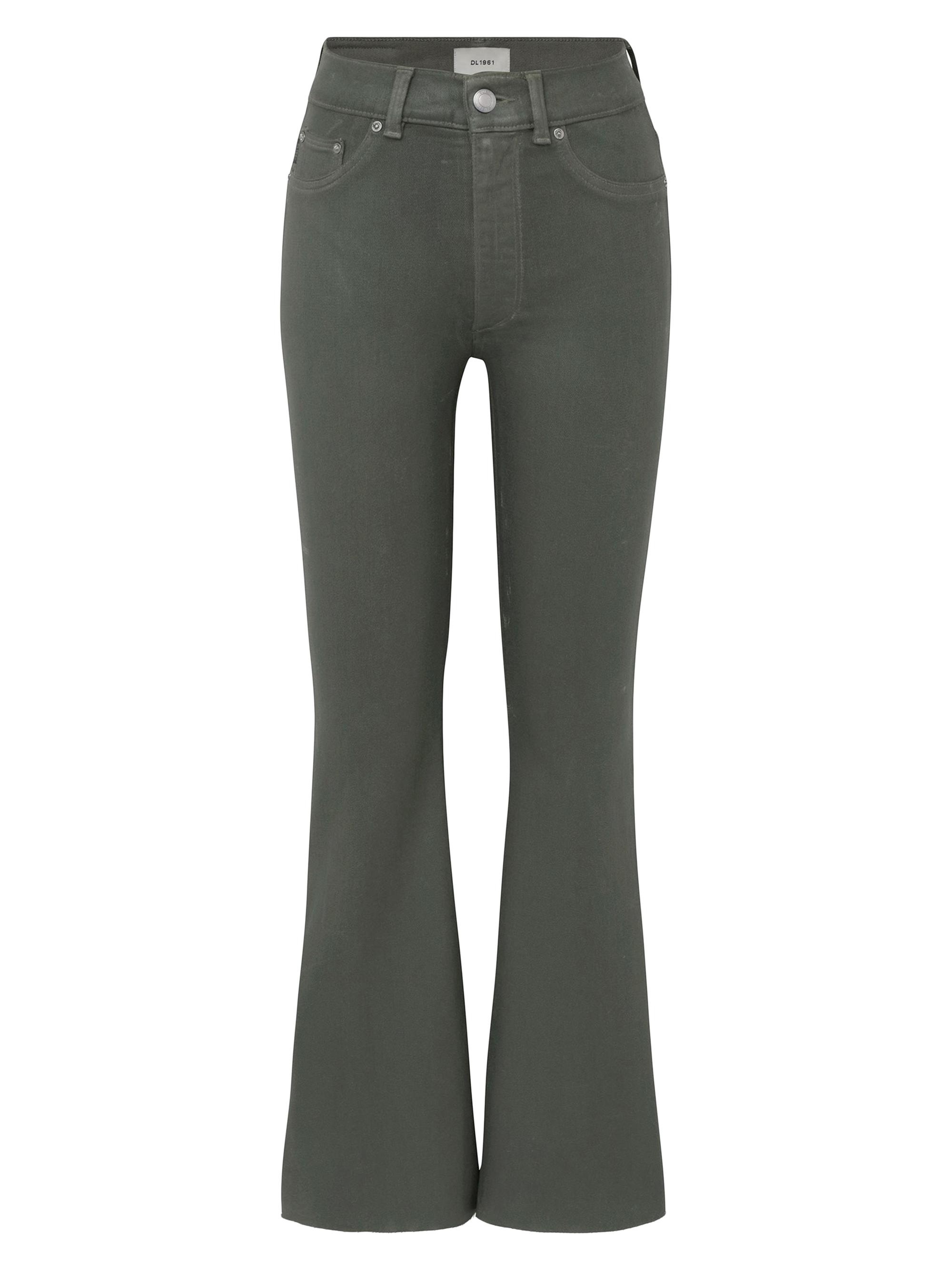 DL1961 Women's Bridget Boot High Rise Instasculpt Coated Crop Jeans - Moss Coated