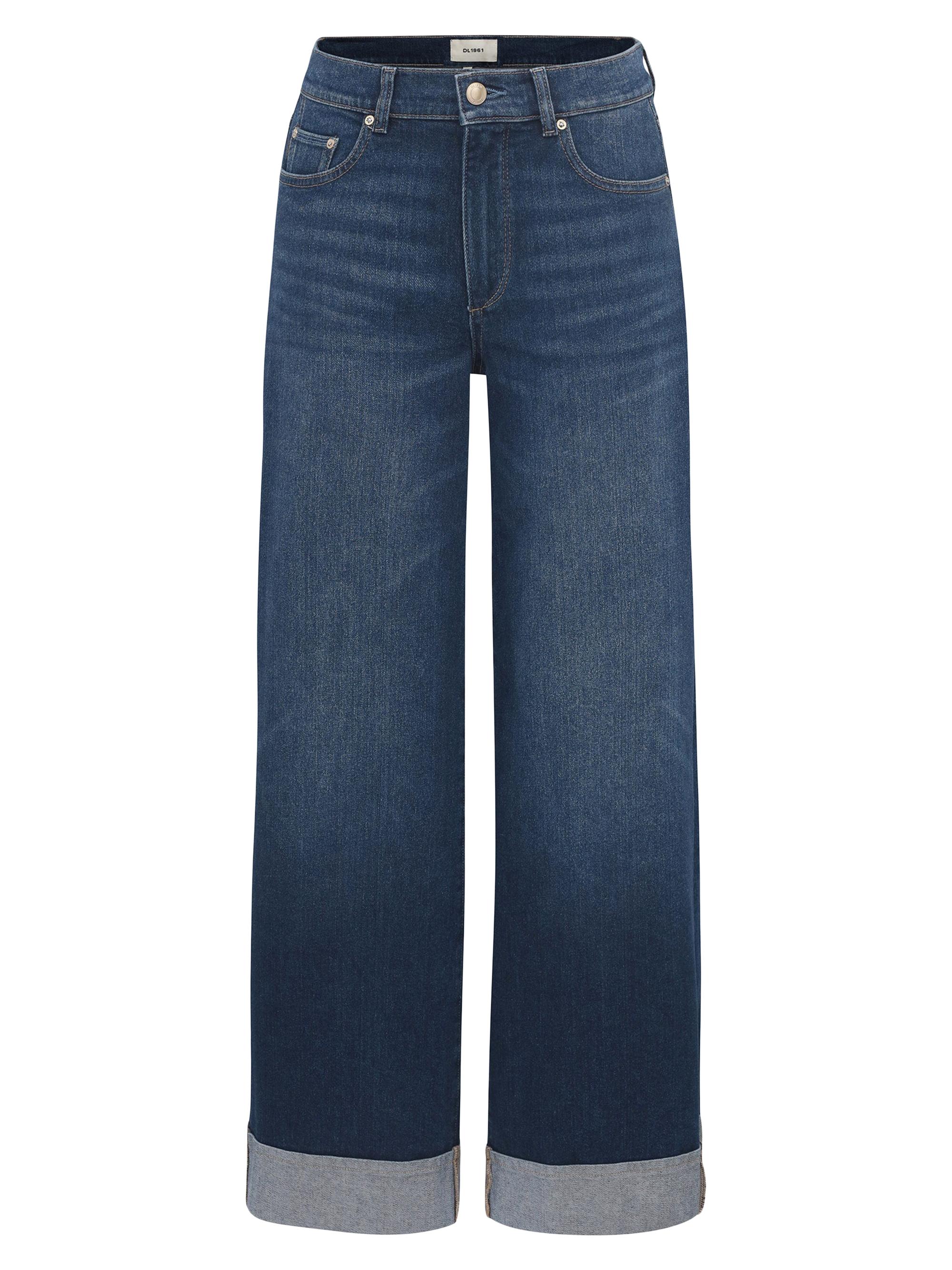 DL1961 Women's Hepburn Wide Leg Mid Rise Jeans - Boardwalk Cuffed