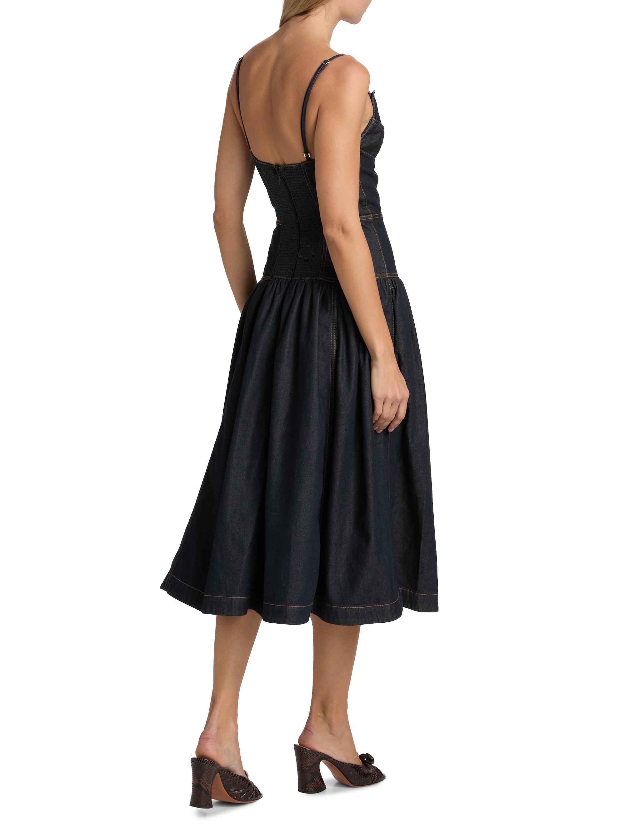 Denim Sleeveless Midi Dress in Night Sky Blue / 0