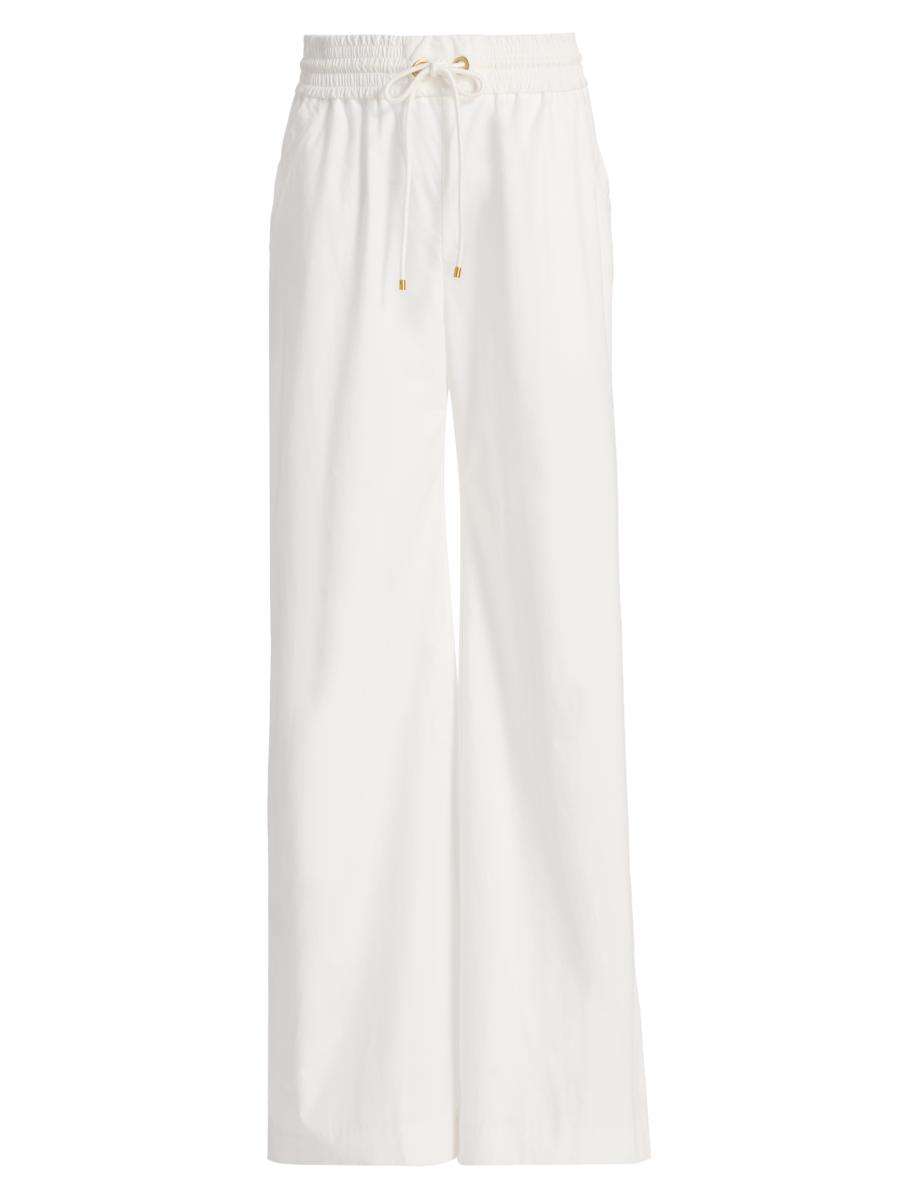 Zimmermann Women's Story Side-button Cotton Track Pants In White