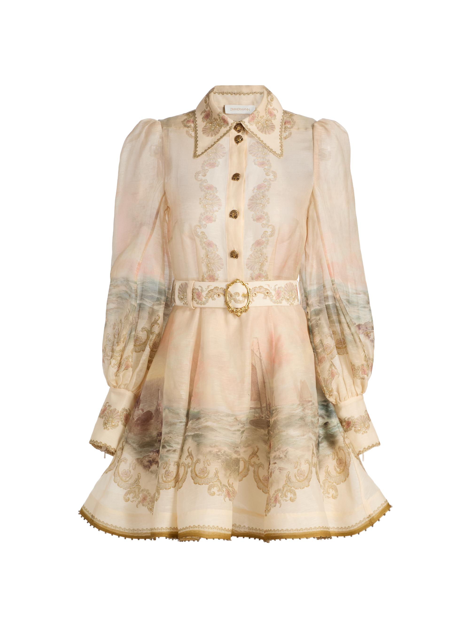 Zimmermann Lucky Floral Linen Tie-Waist Minidress | Saks Fifth Avenue