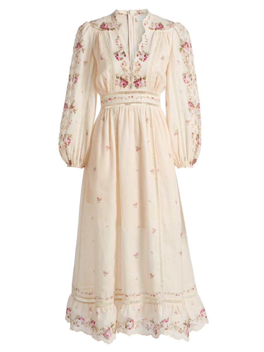 Zimmermann Women's Patience Floral Linen Midi-dress