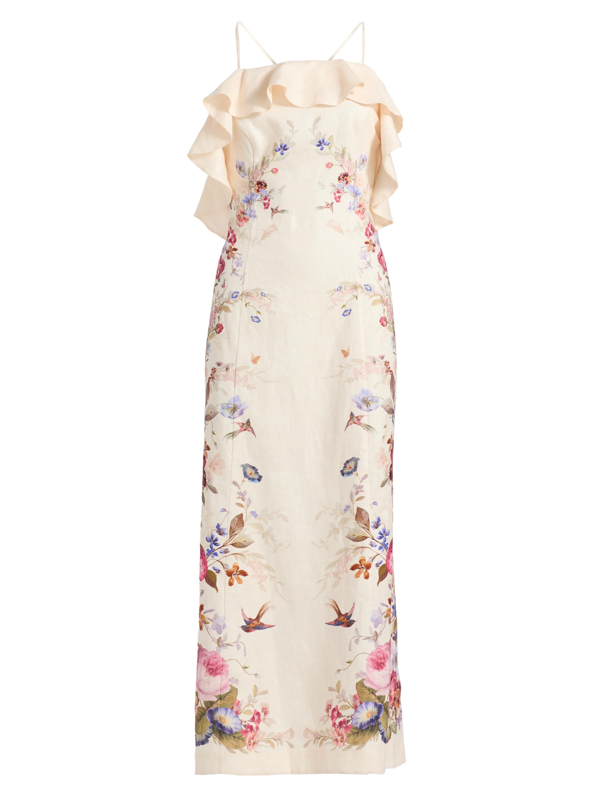 Zimmermann Women's Patience Floral Linen Midi-Dress - Vanilla Floral