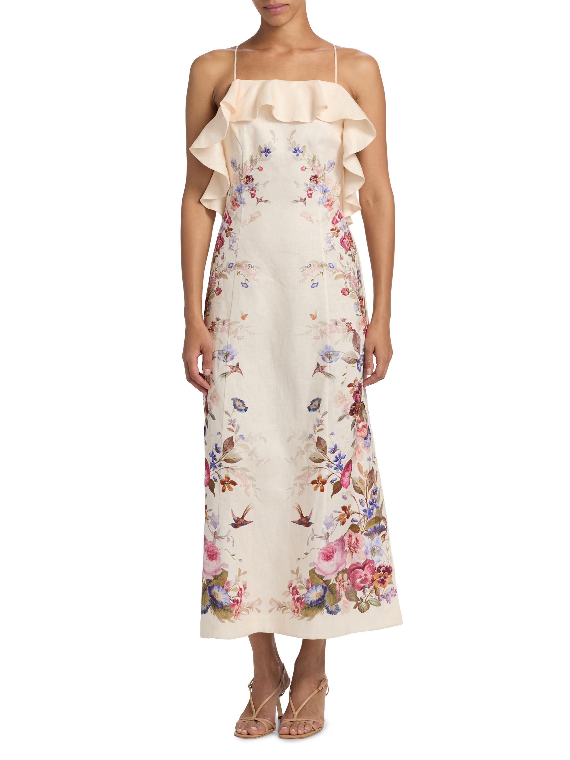 Zimmermann Patience Floral Linen Midi-Dress | Saks Fifth Avenue