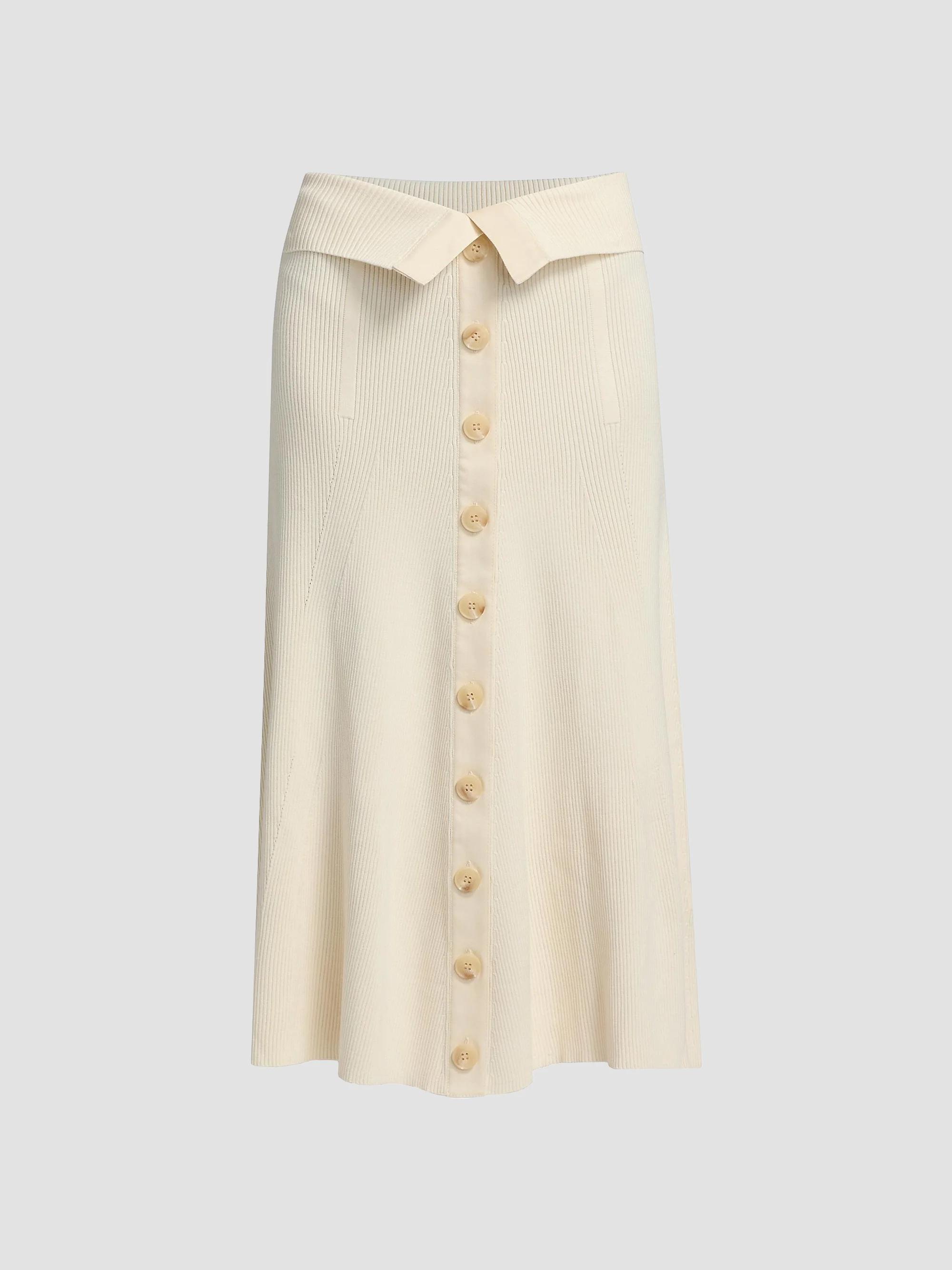 Zimmermann Buttoned Rib-Knit Midi-Skirt | Saks Fifth Avenue