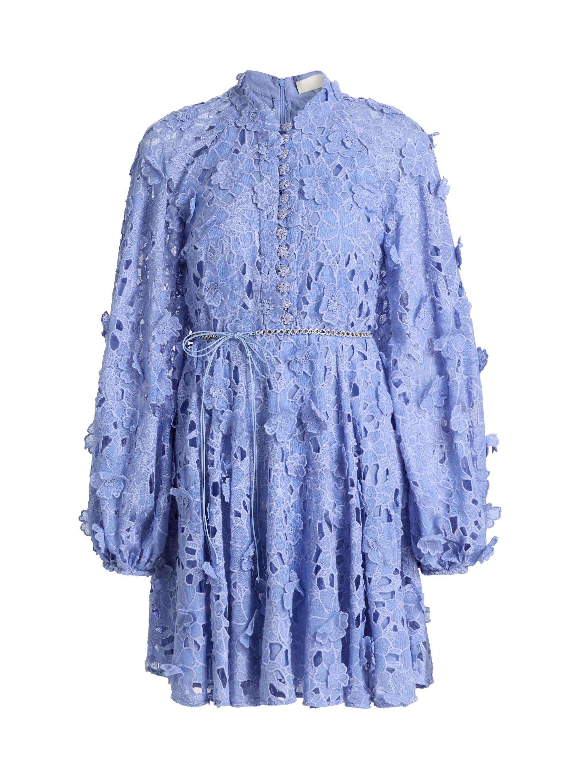Zimmermann Women's Patience Tie-Waist Lace Minidress - Jacaranda