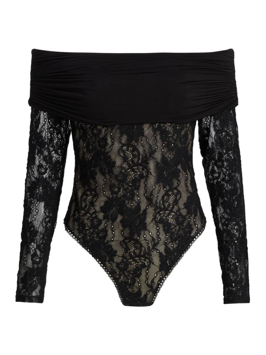 Zimmermann Women's Story Off-the-shoulder Floral Lace Bodysuit In Black