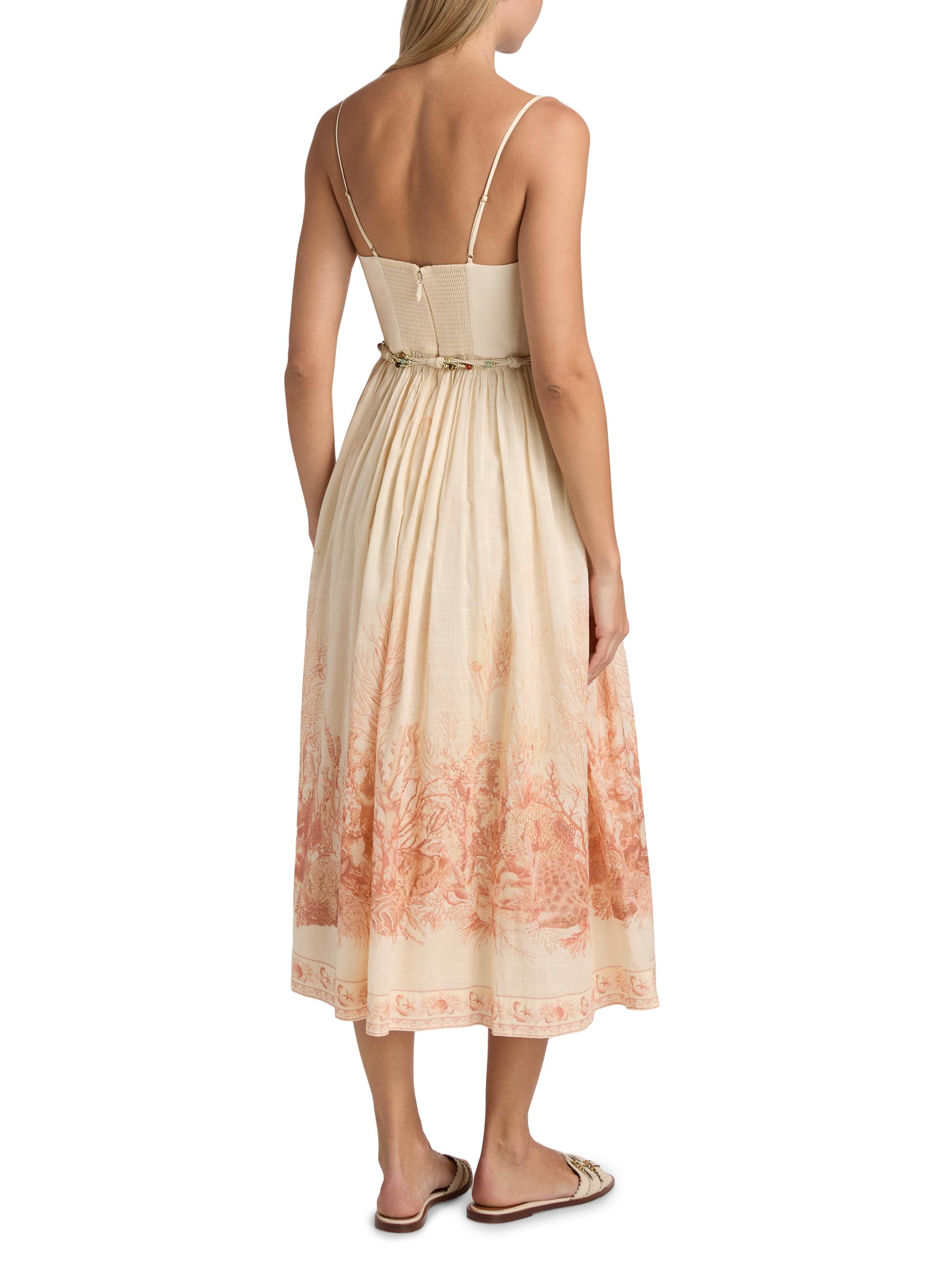 Zimmermann Wanderlust Printed Corset Cotton Midi-Dress | Saks Fifth Avenue