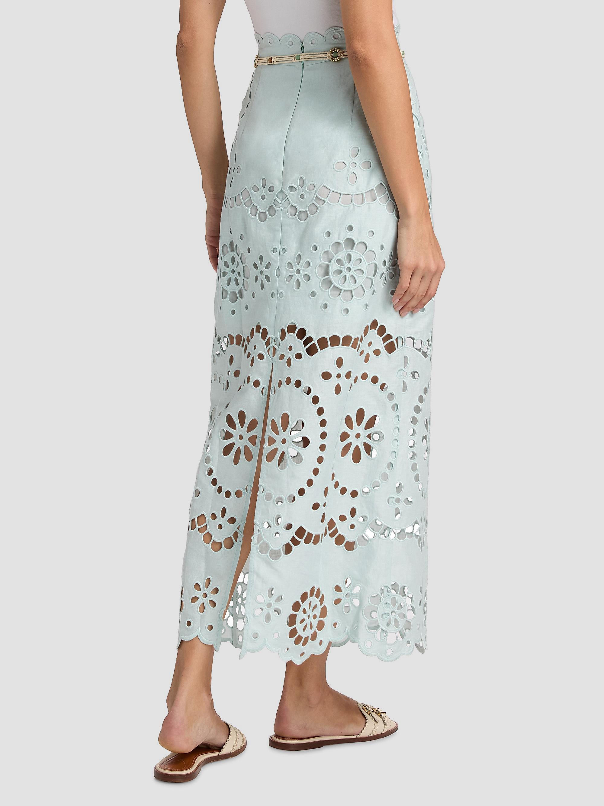 Zimmermann Awaken Laser-Cut Linen Midi-Skirt | Saks Fifth Avenue
