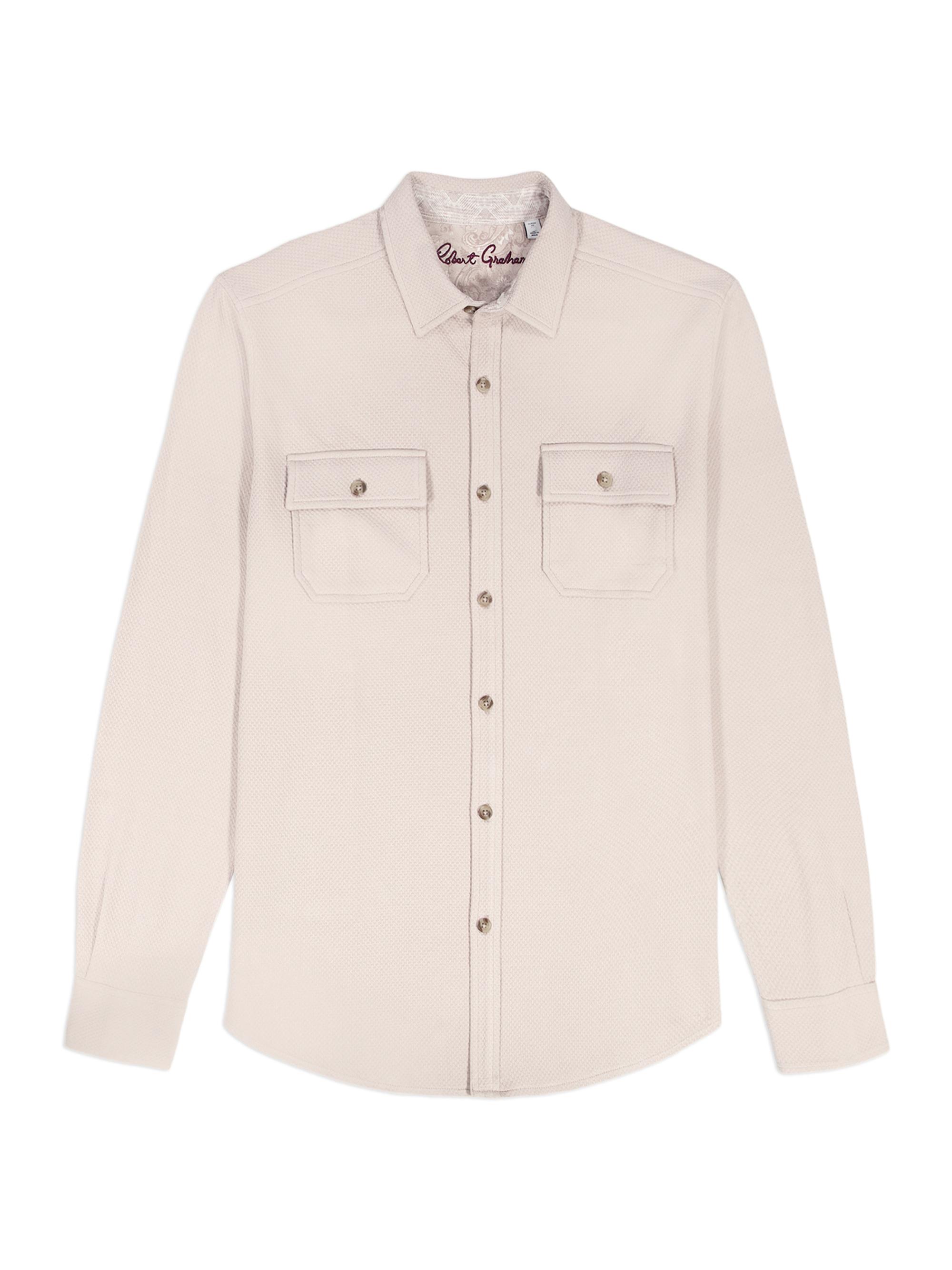 Robert Graham Men's Eastling Utility Knit Shirt Jacket - Oatmeal