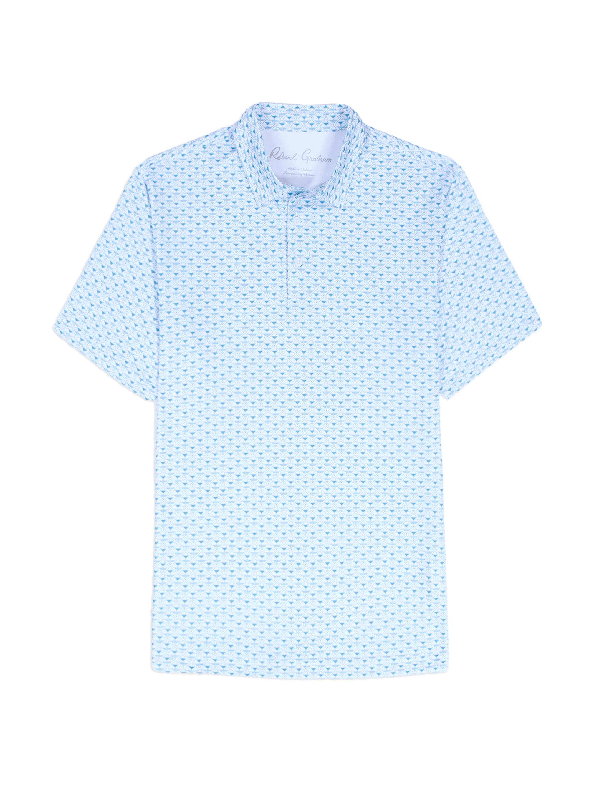 Robert Graham Men's Links & Drinks Knit Polo Shirt - Light Blue