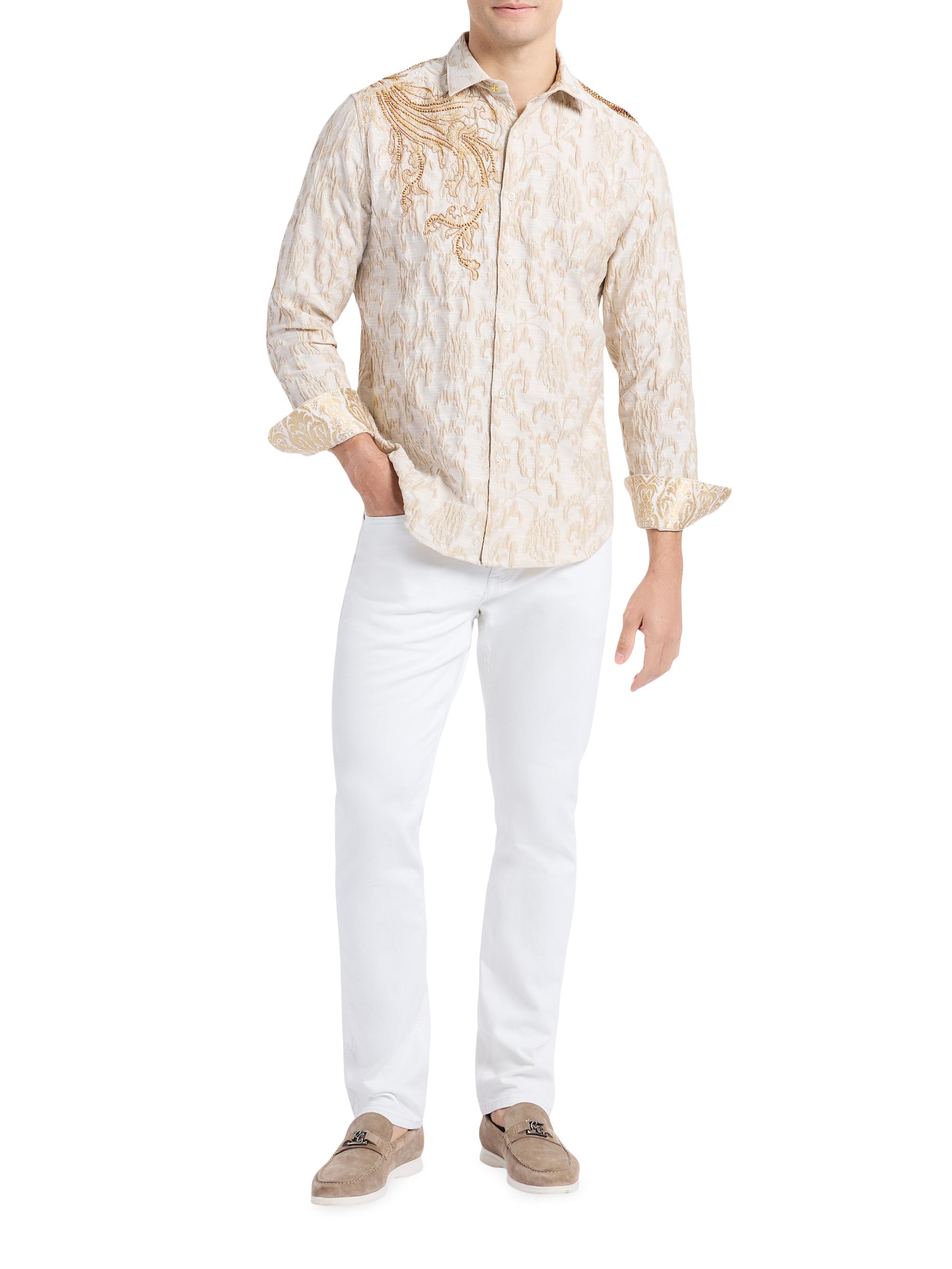 Robert Graham Men's Beaded Snake Shirt - Khaki