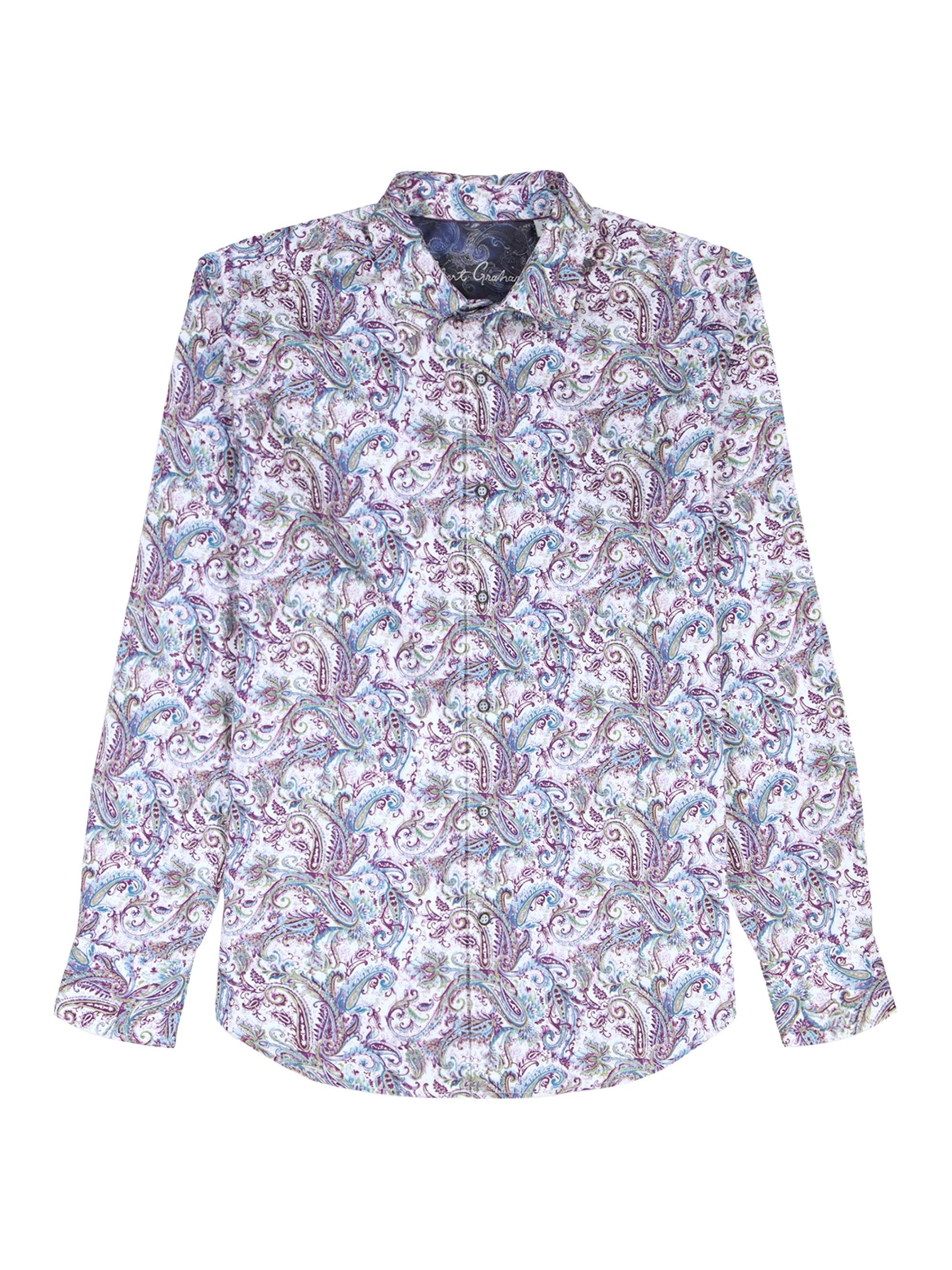 Robert Graham Men's Buckingham Paisley Stretch-Cotton Shirt - Blue
