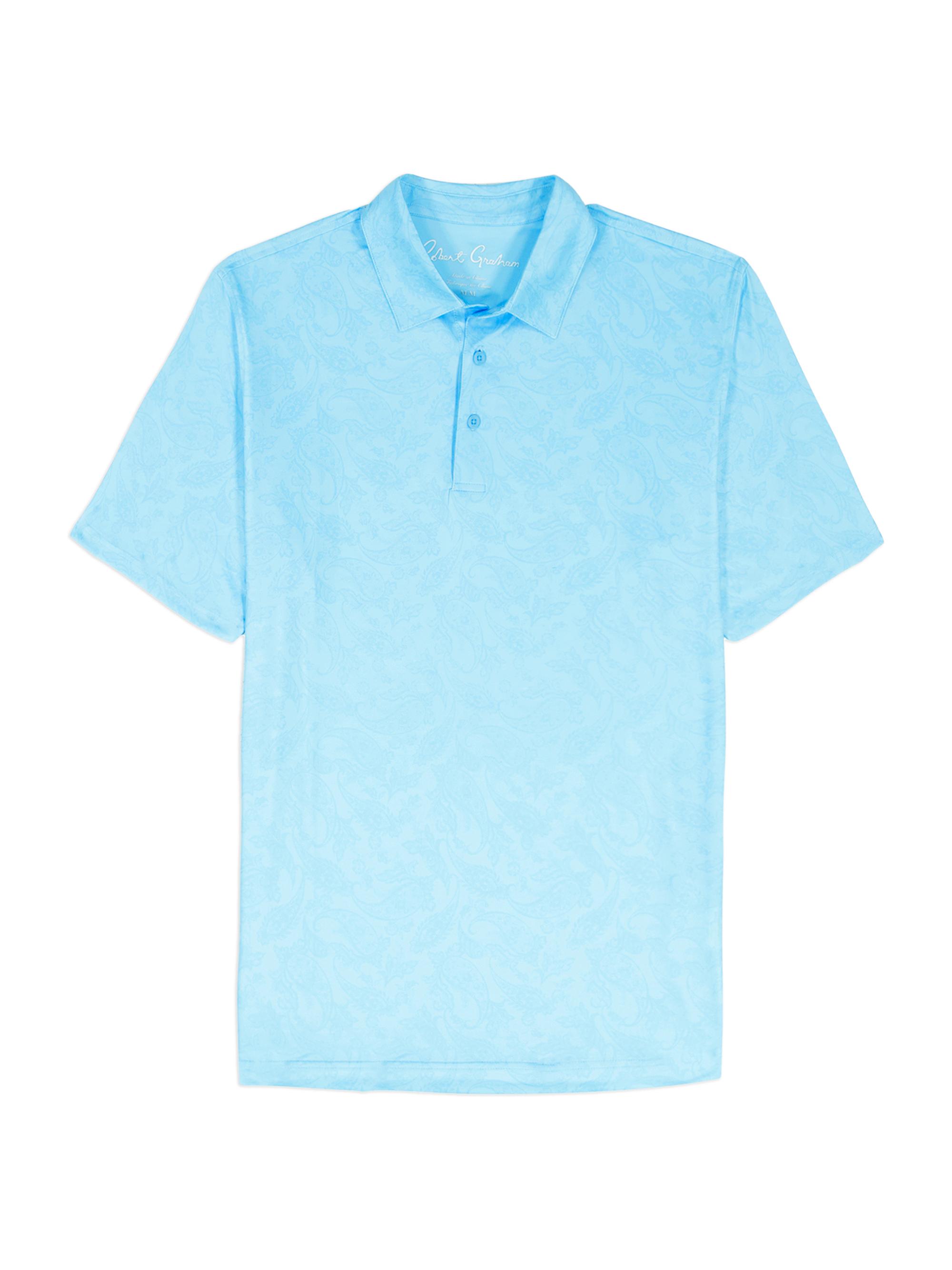 Robert Graham Men's Orsett Paisley Knit Polo Shirt - Light Blue