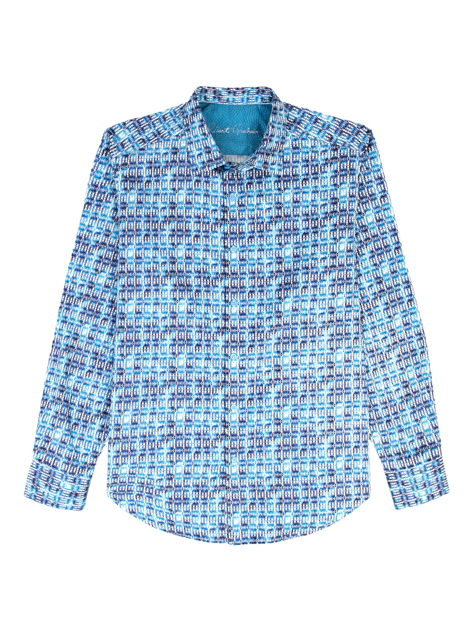 Robert Graham Men's Westmoreland Geometric Stretch-Cotton Shirt - Blue