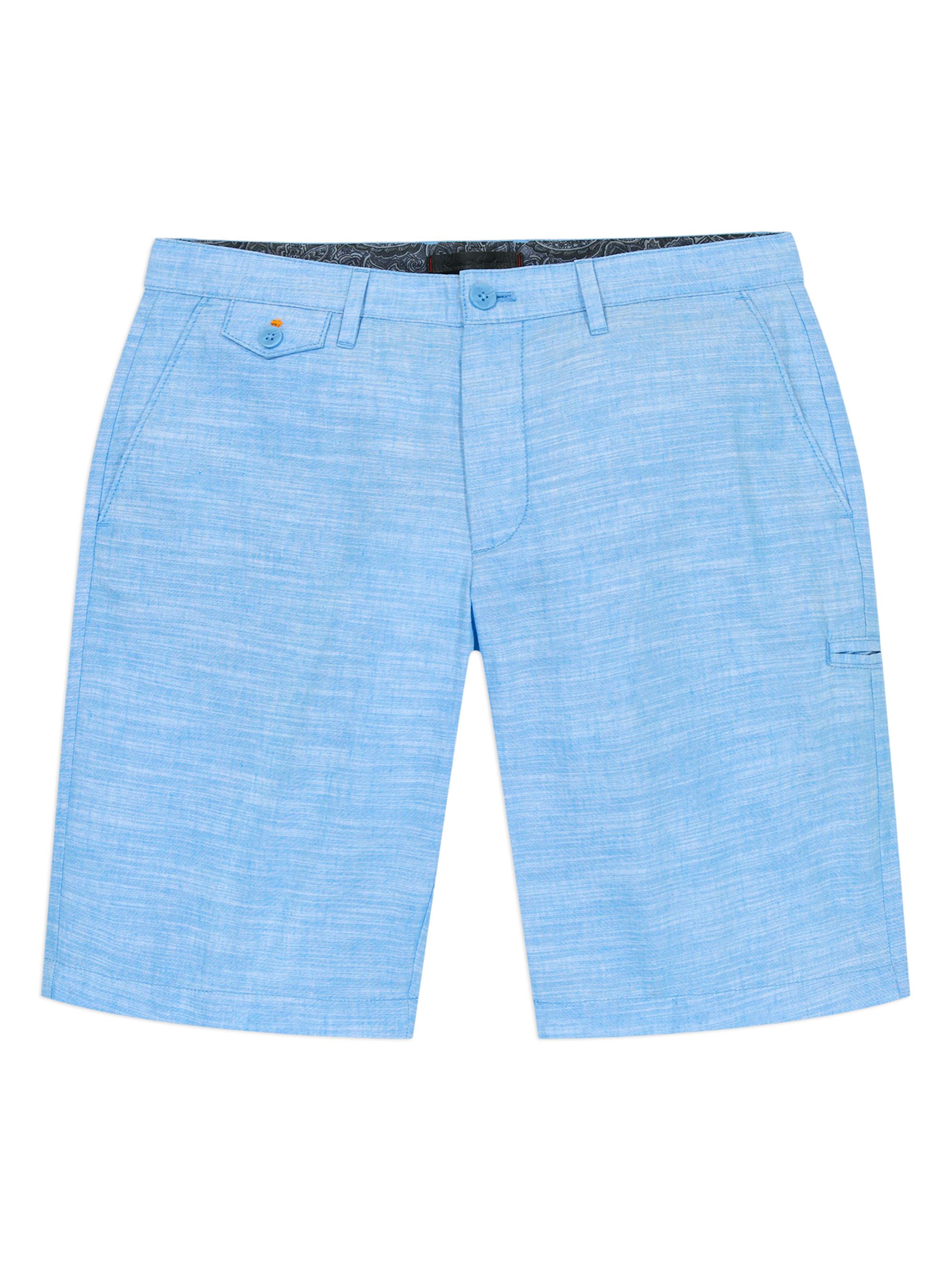 Robert Graham Men's Dixton Solid Cotton-Linen Shorts - Blue