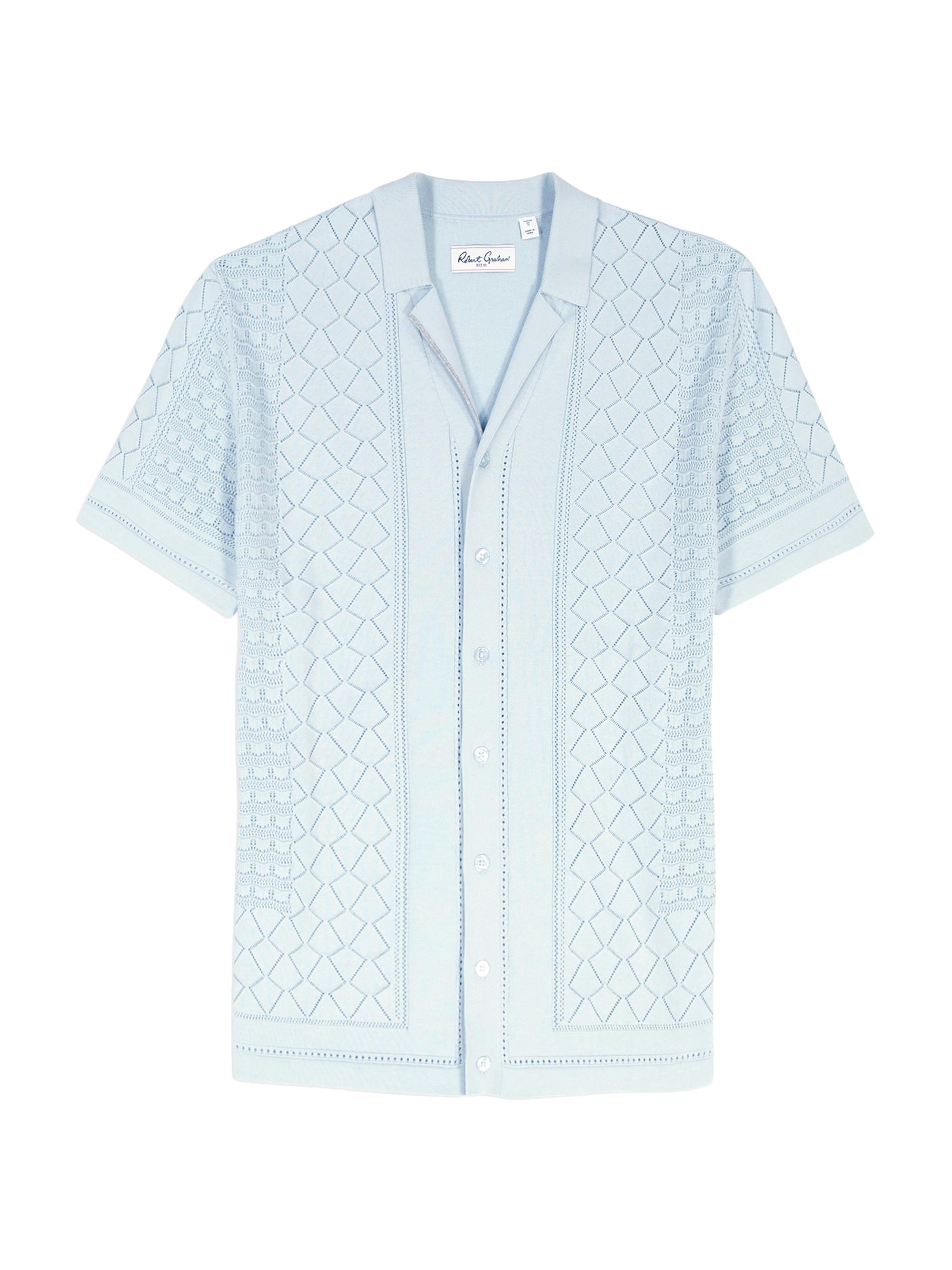 Robert Graham Men's Delmar Open-Weave Short-Sleeve Cotton Sweater - Light Blue