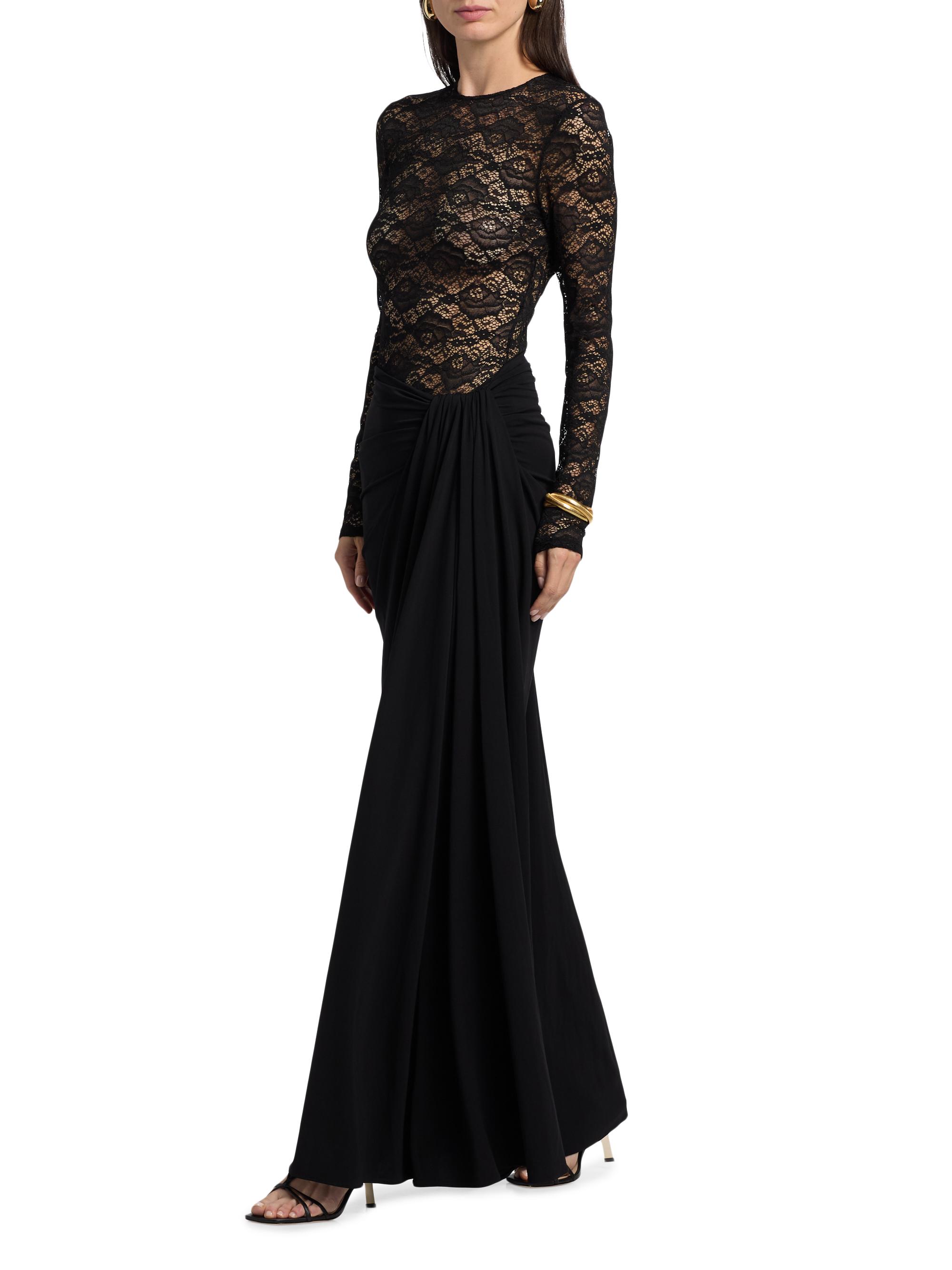 Ronny Kobo Women's Amalyia Lace Maxi Dress - Black - Size Medium