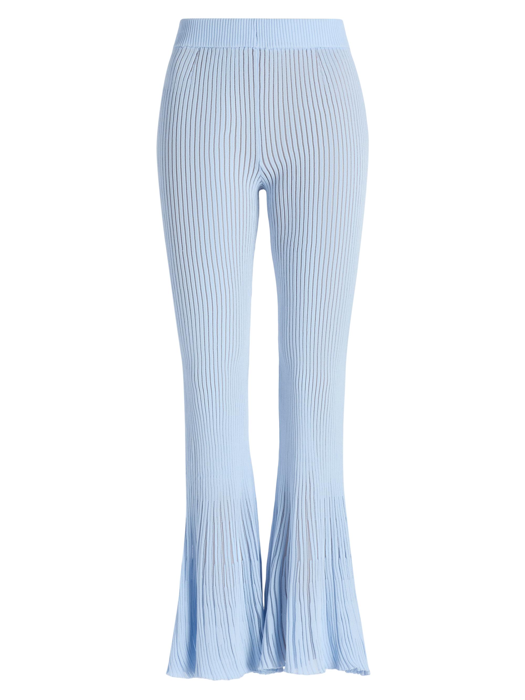 Ronny Kobo Women's Dallas Rib-Knit High-Rise Flared Pants - Skyway